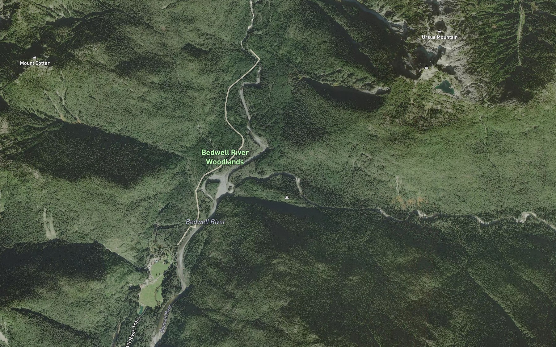 Satellite map of the Ursus Creek