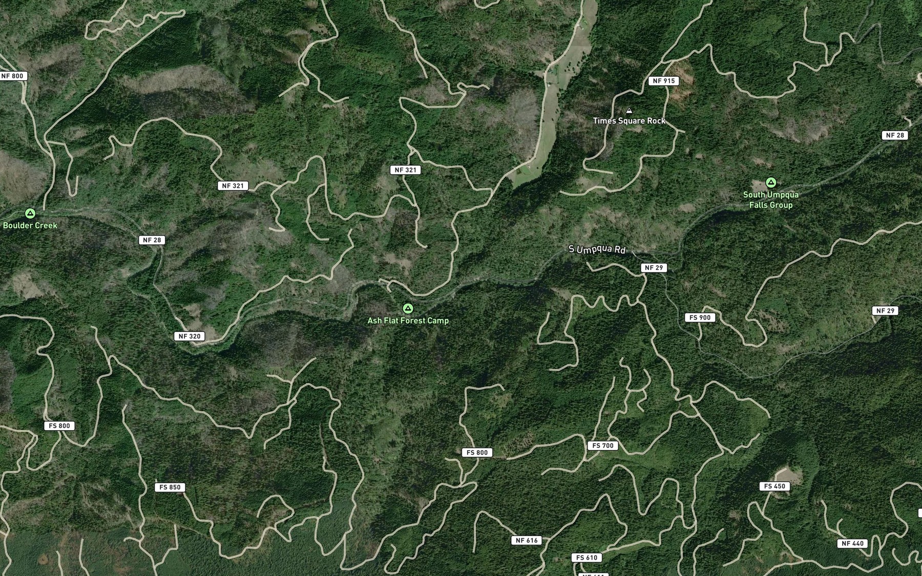 Satellite map of the Ash Creek