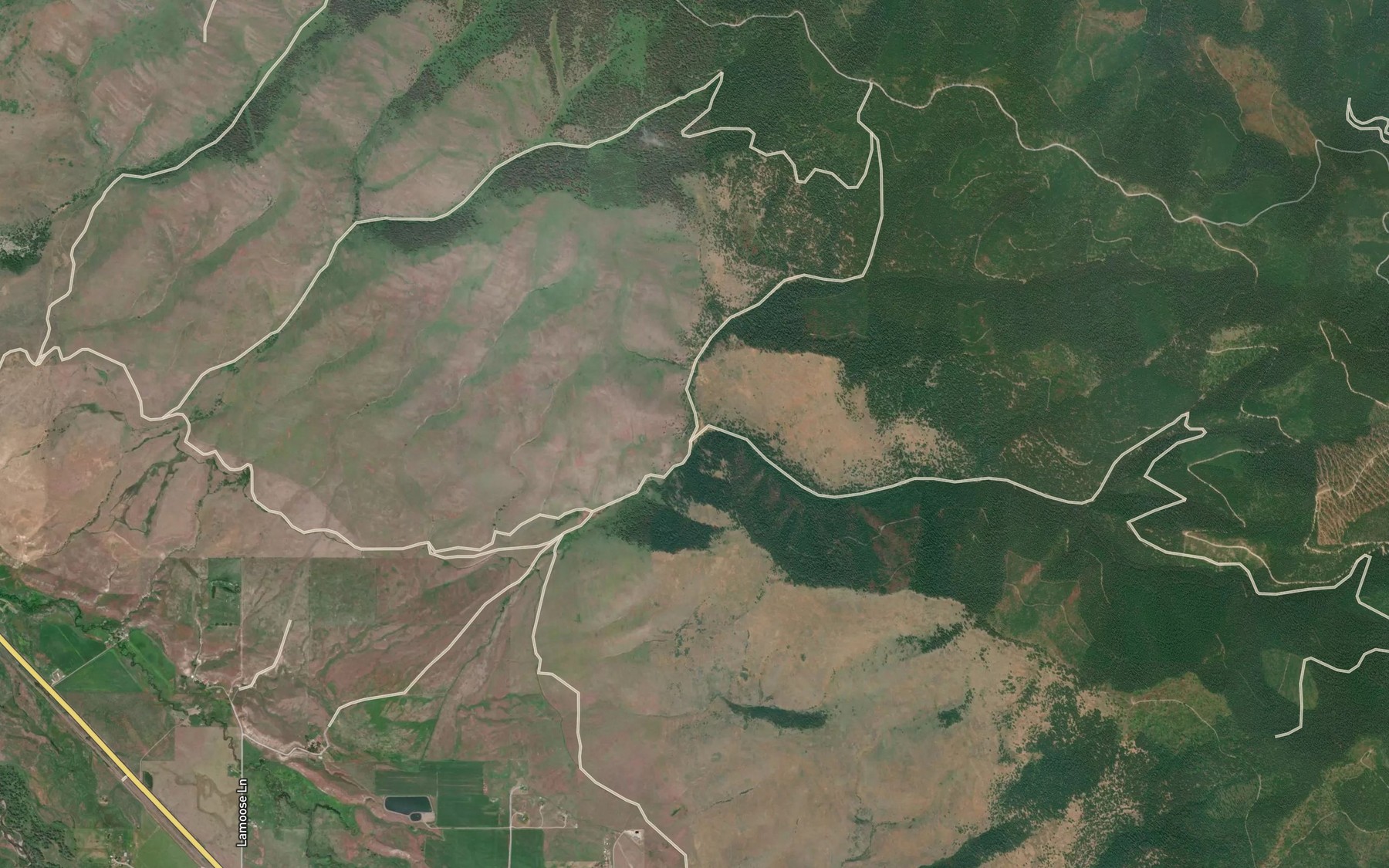 Satellite map of the South Lamoose Creek