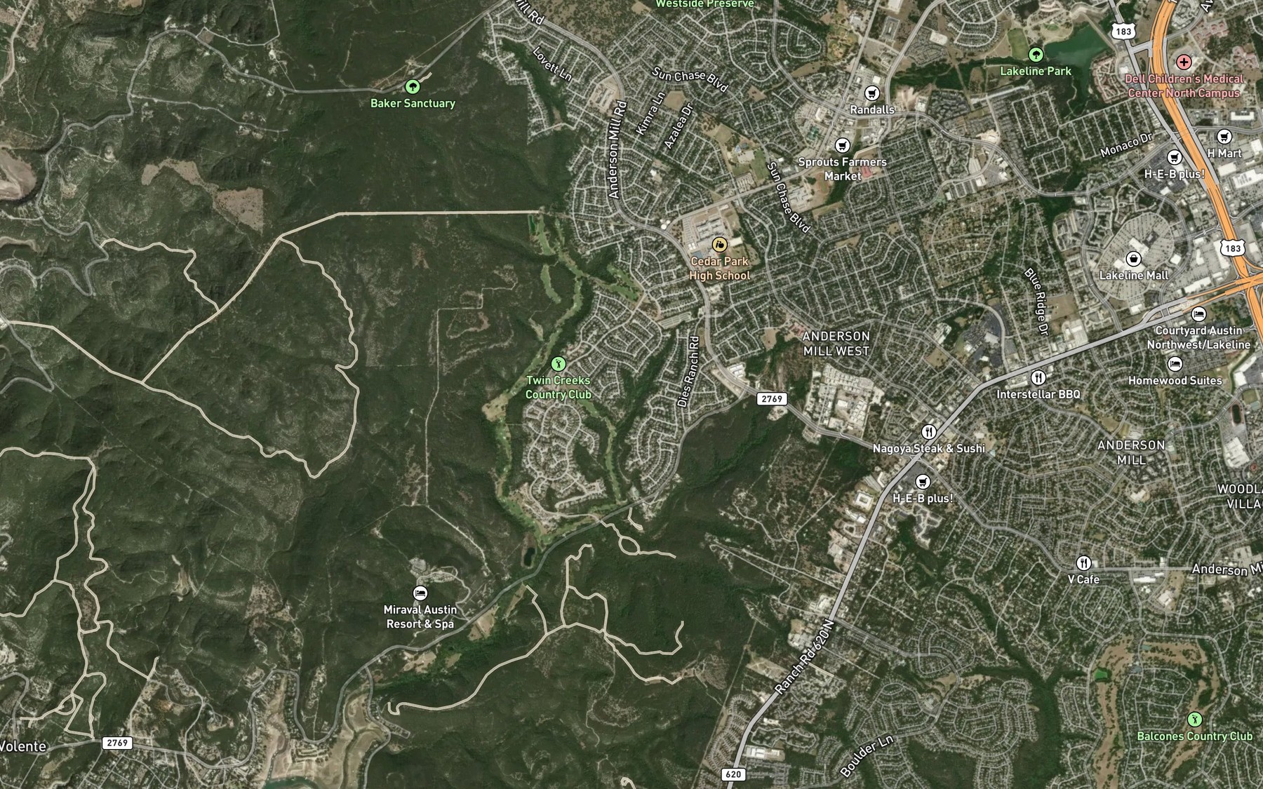 Satellite map of the House Springs