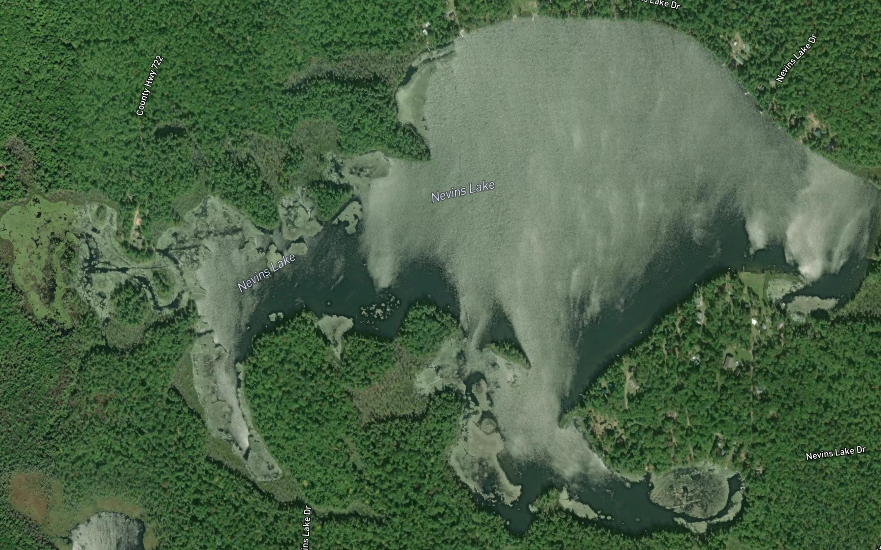 Satellite map of the Nevins Lake