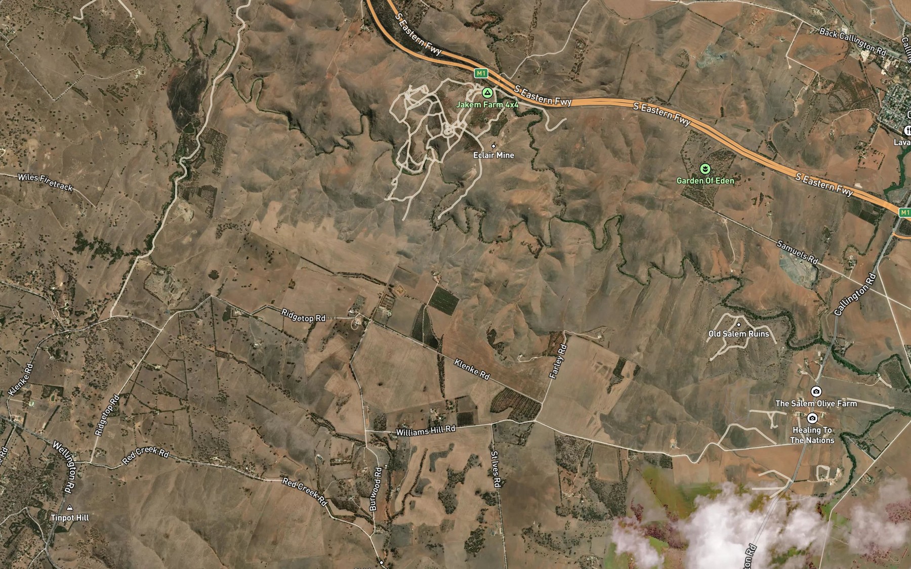 Satellite map of the Scotts Creek