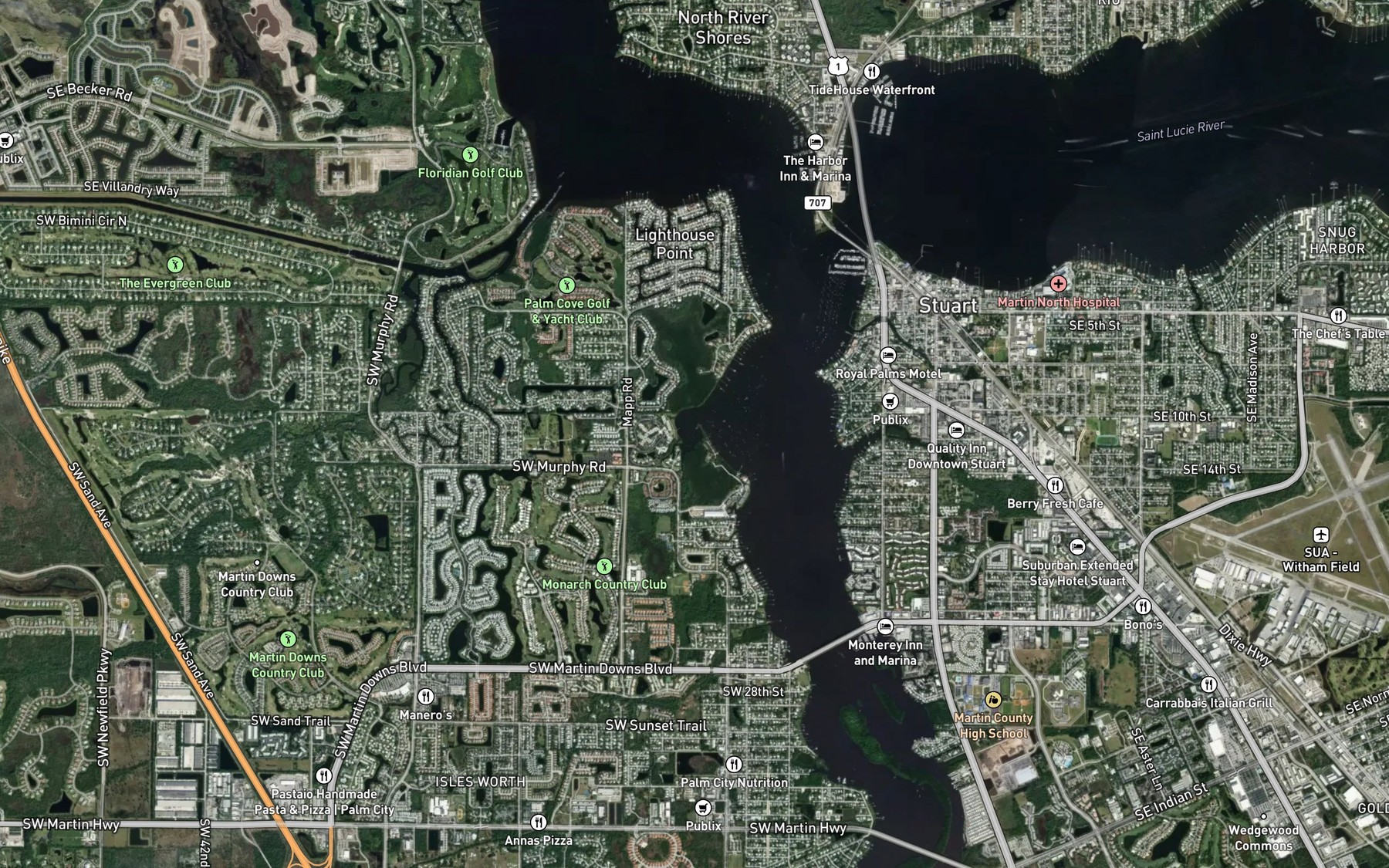 Satellite map of the Pendarvis Cove