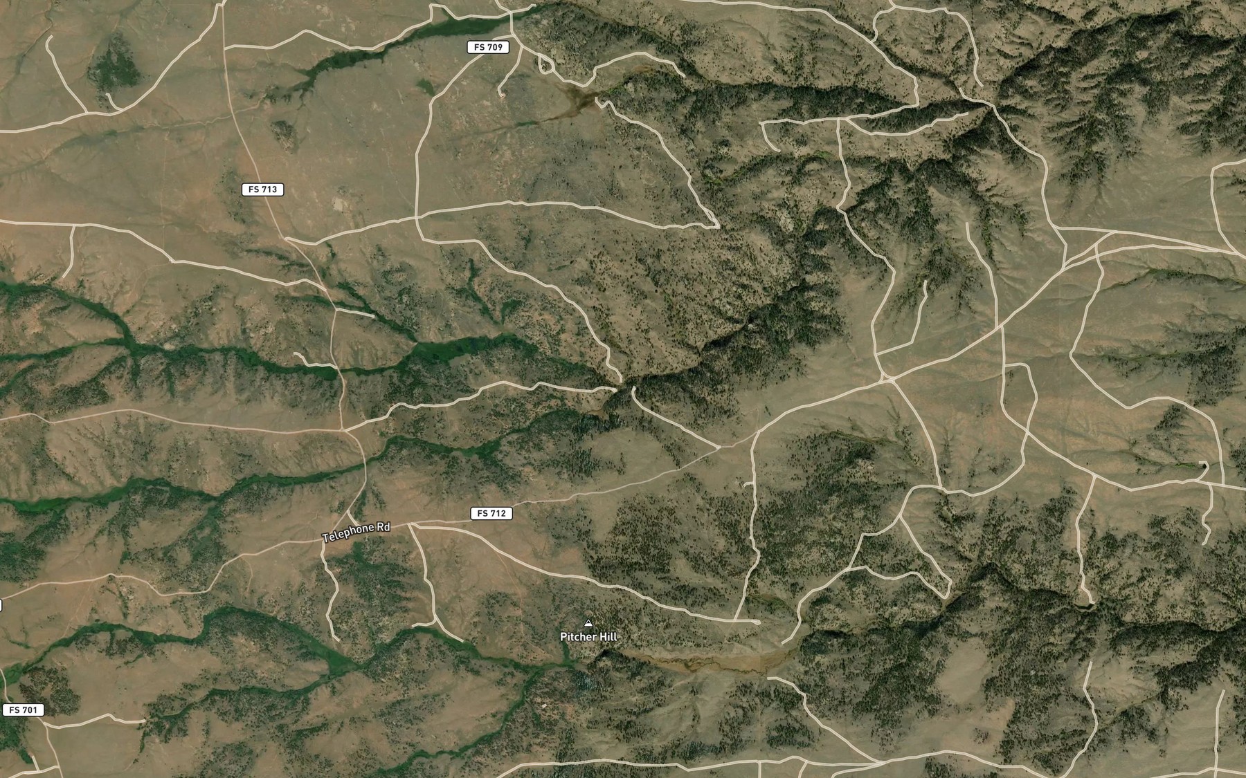 Satellite map of the Middle Branch Middle Lodgepole Creek