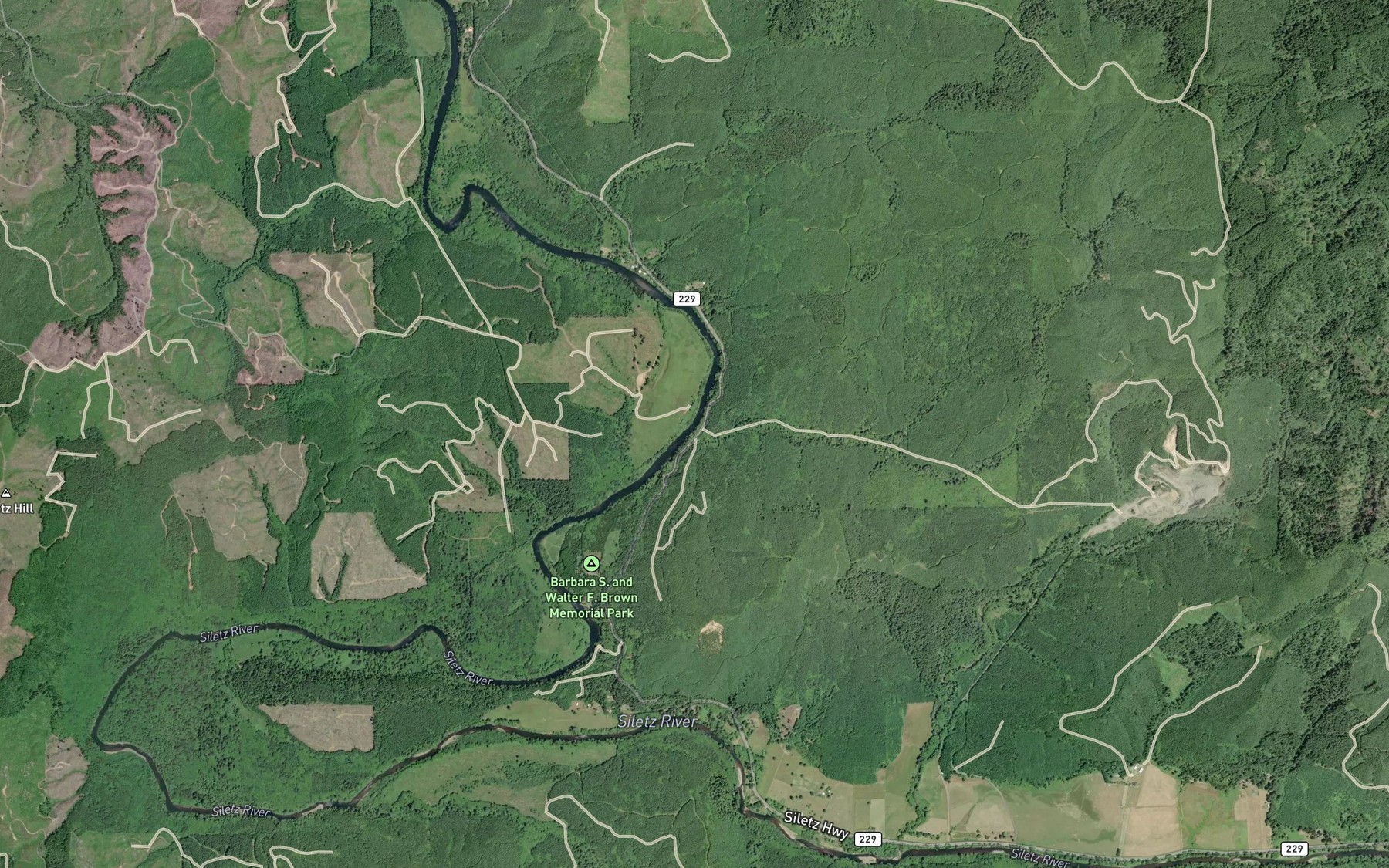 Satellite map of the Roots Creek