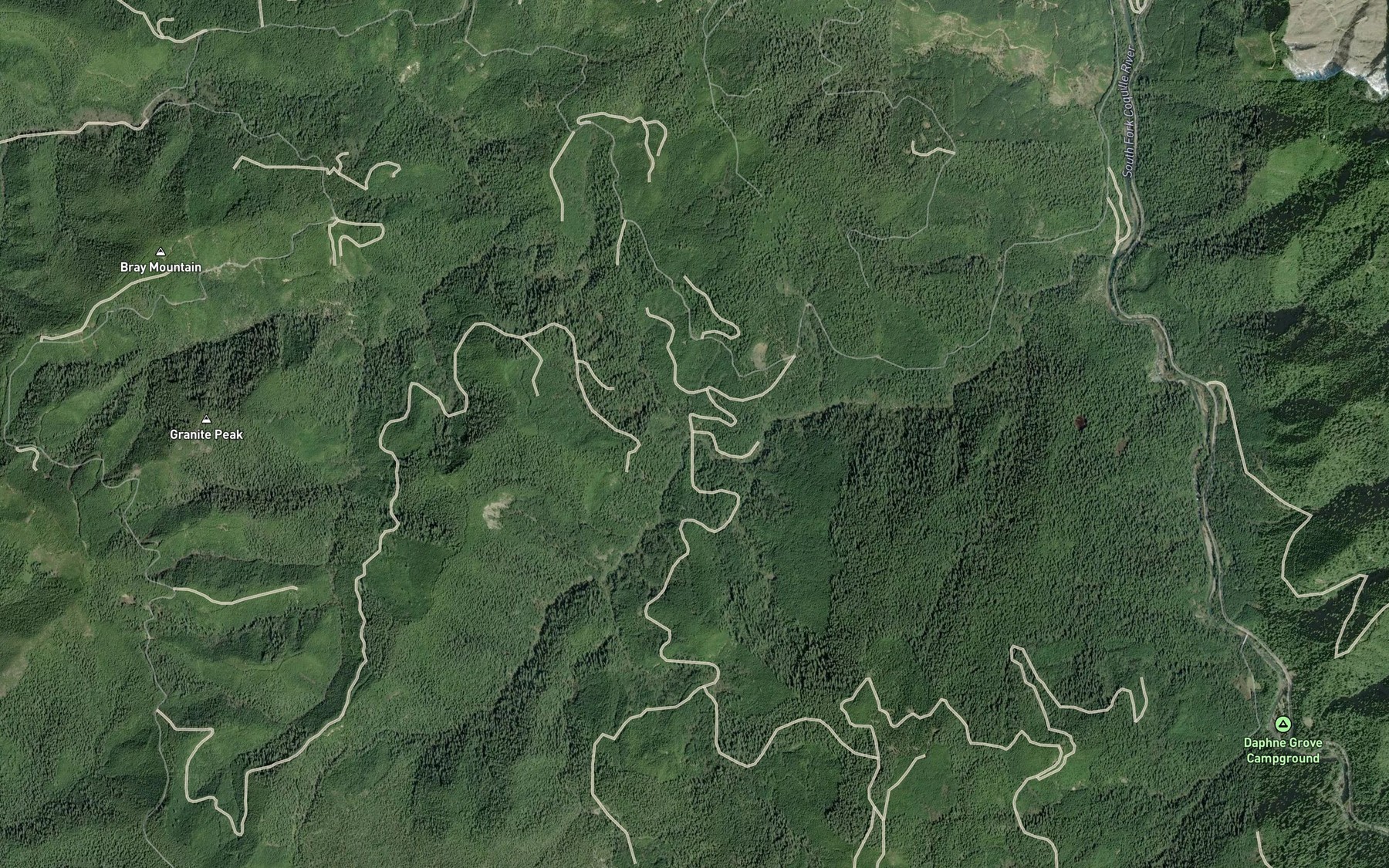 Satellite map of the Sucker Creek