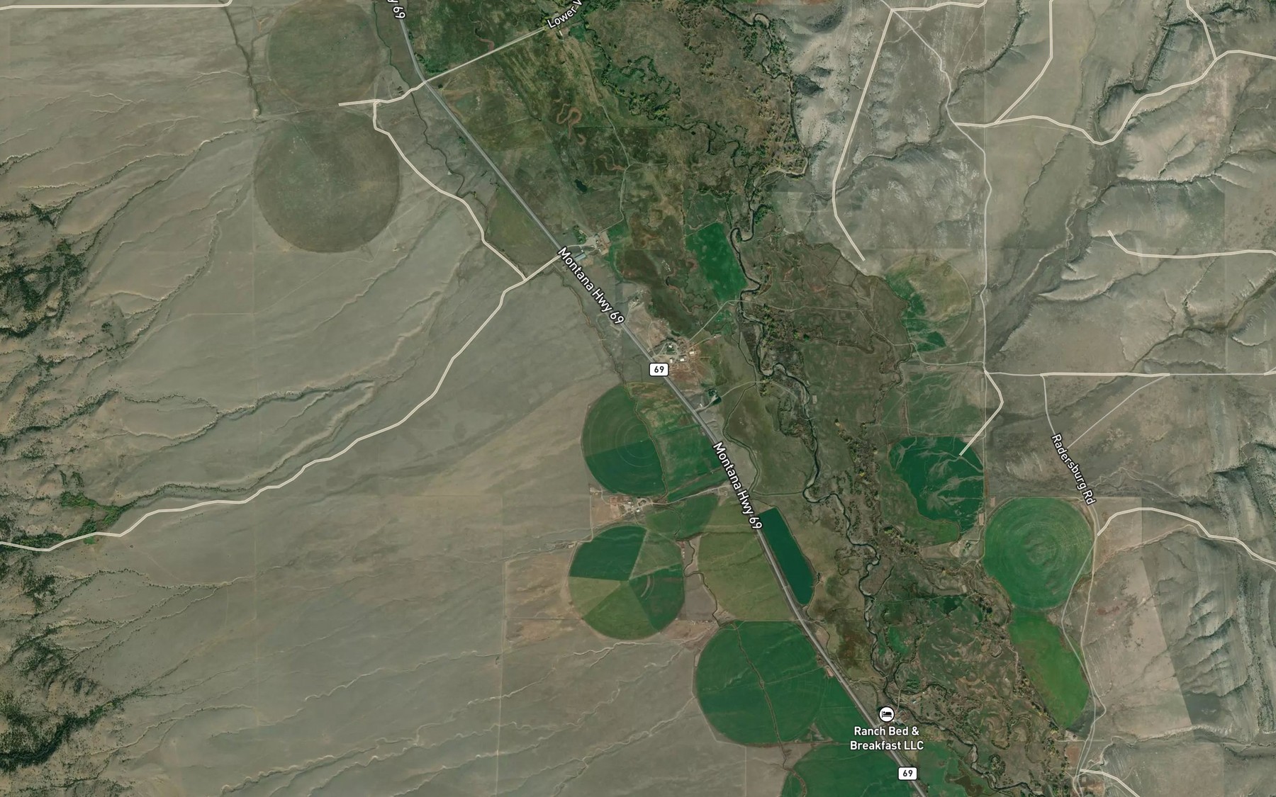 Satellite map of the Carey Ditch