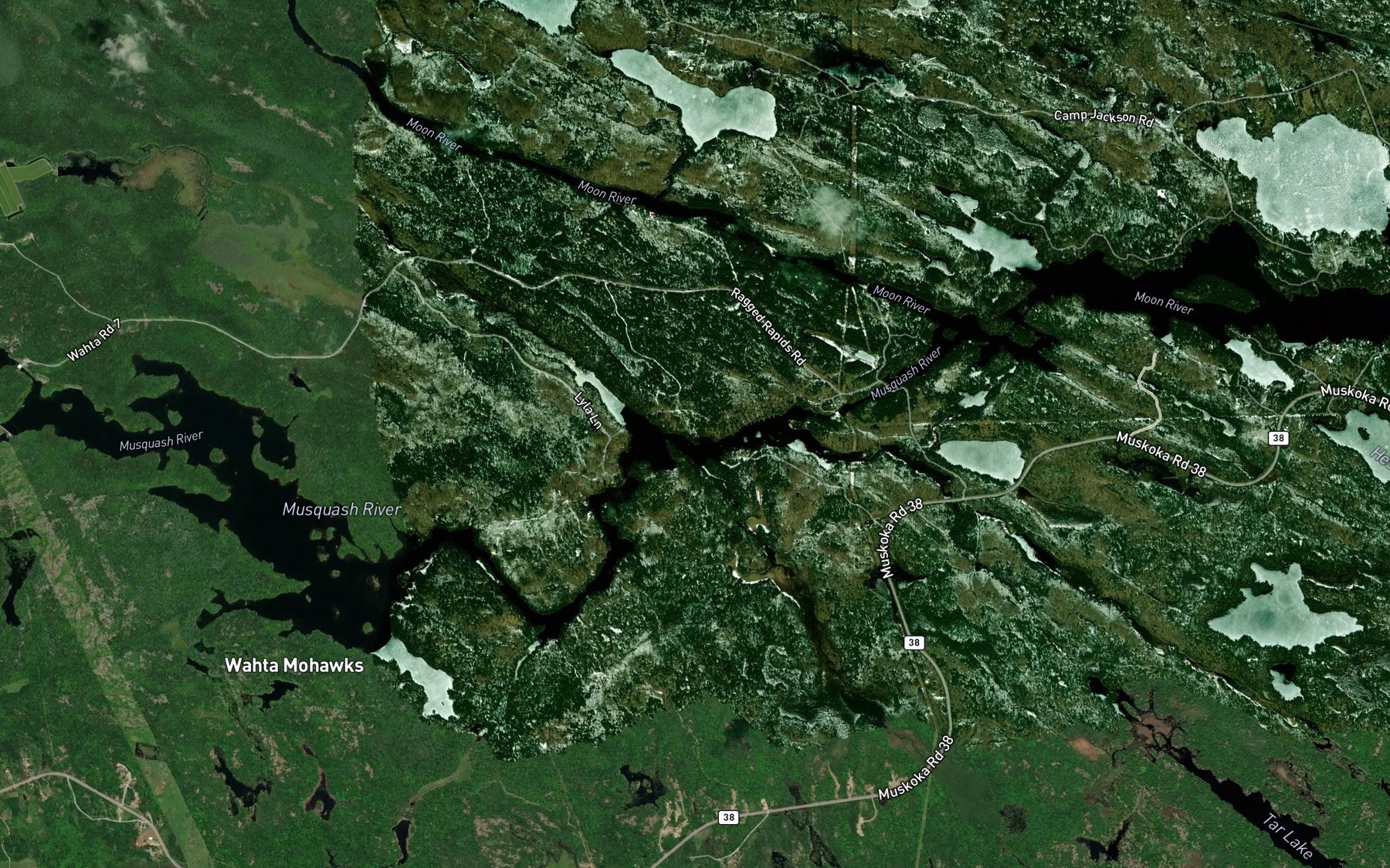 Satellite map of the Dinner Rapids