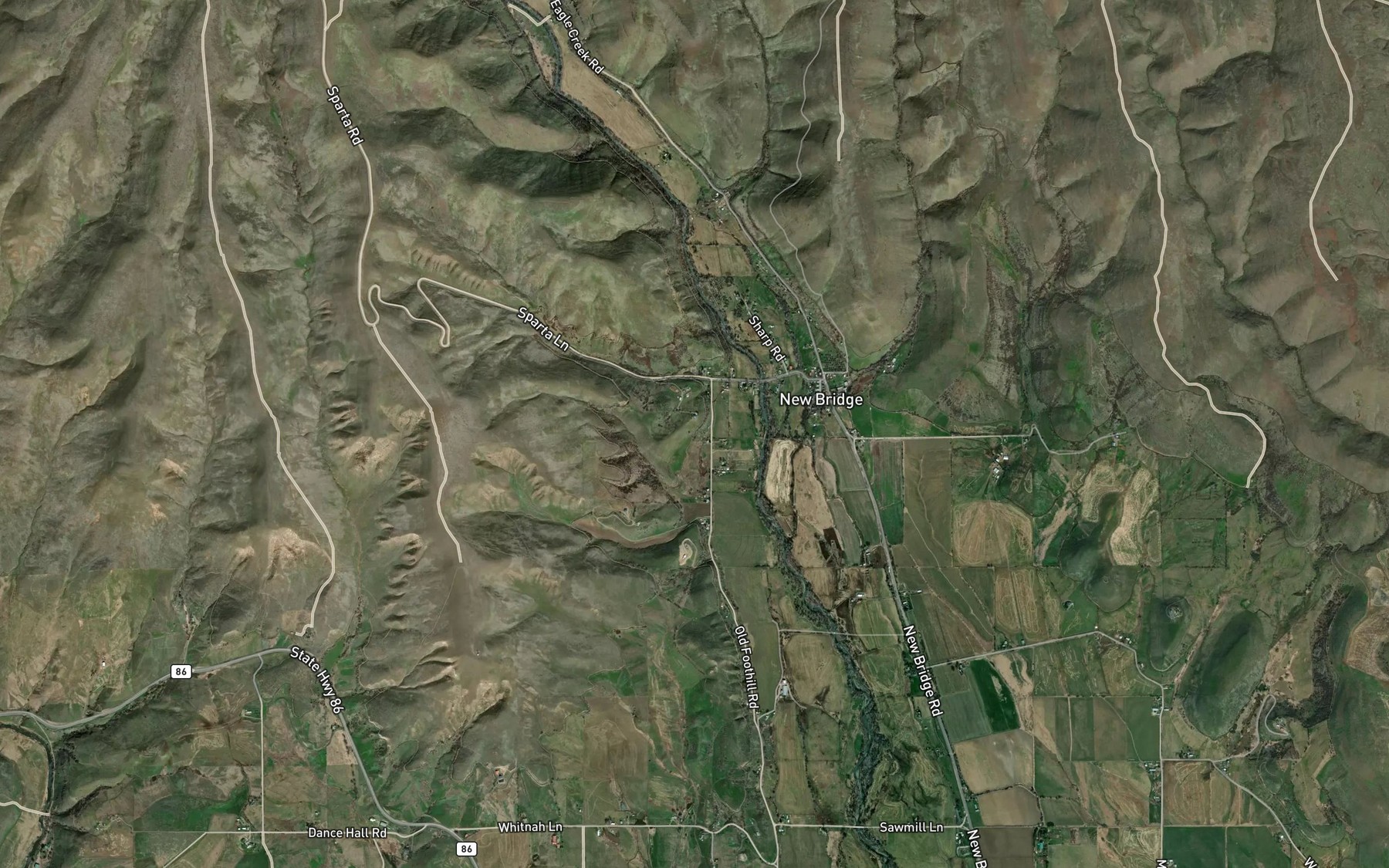 Satellite map of the Waterbury Ditch