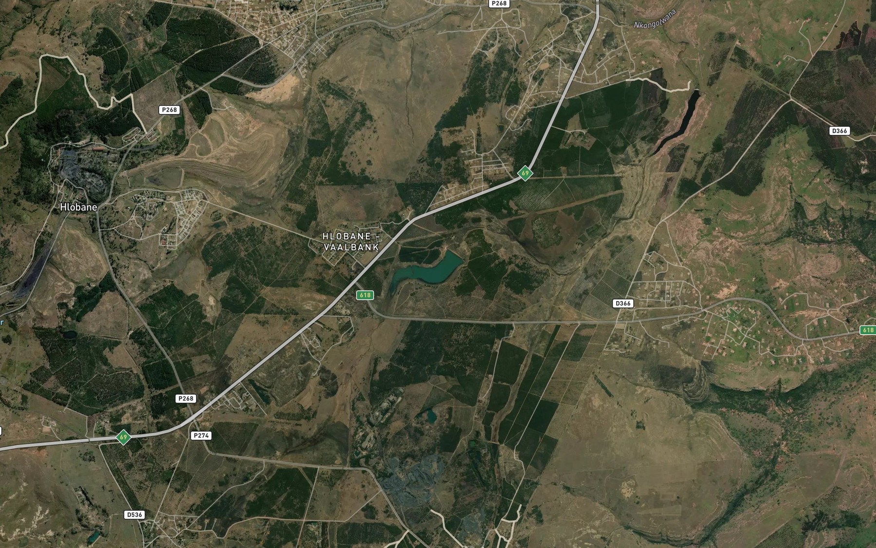 Satellite map of the Hlobane Dam