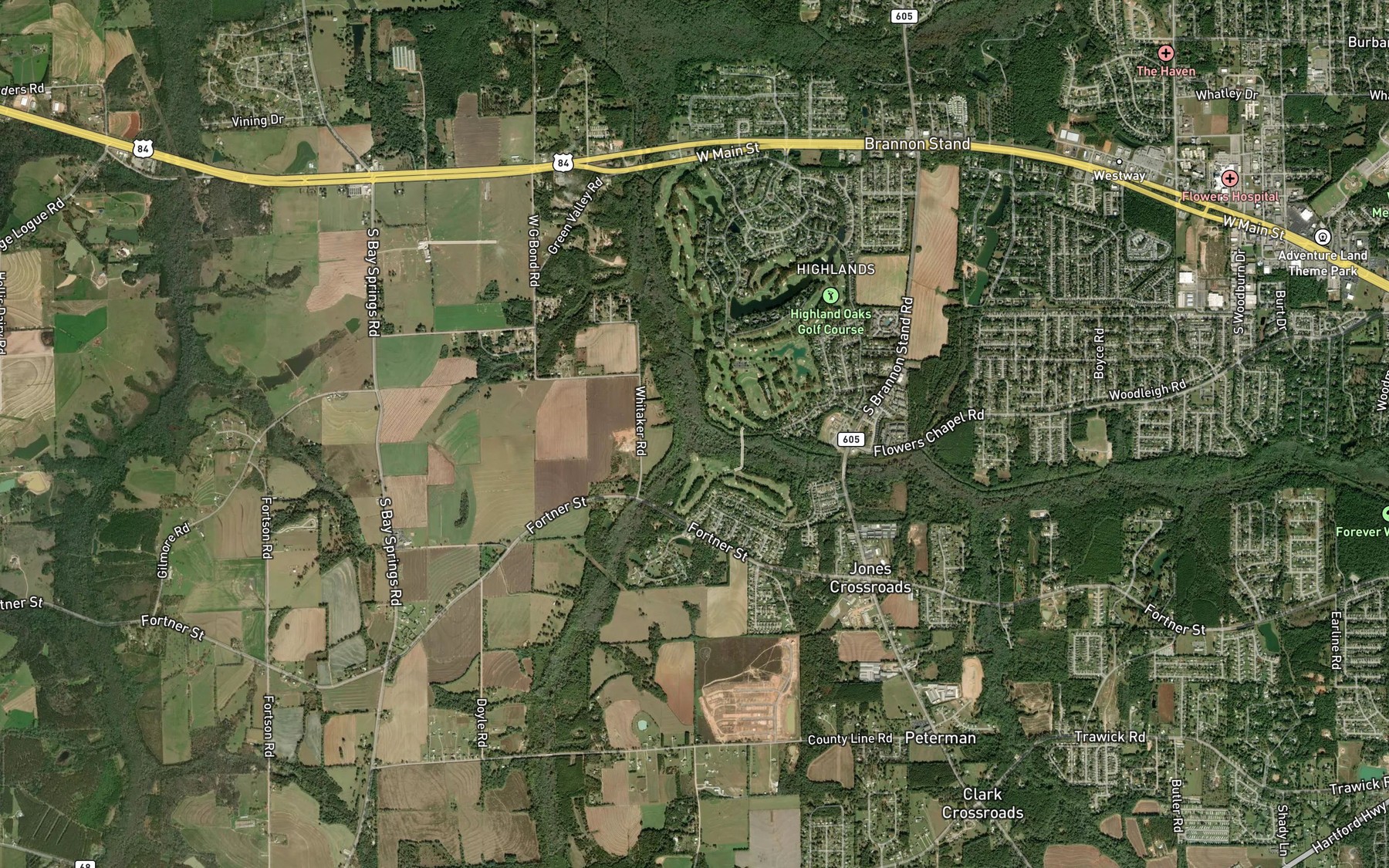 Satellite map of the Beaver Creek