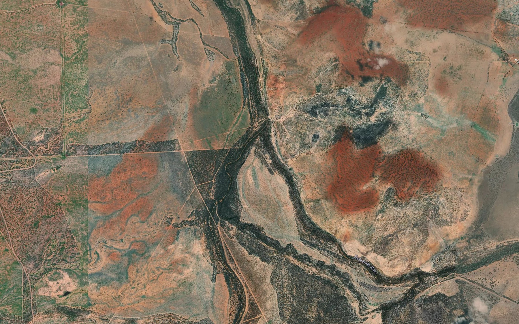 Satellite map of the Mirabilla Creek