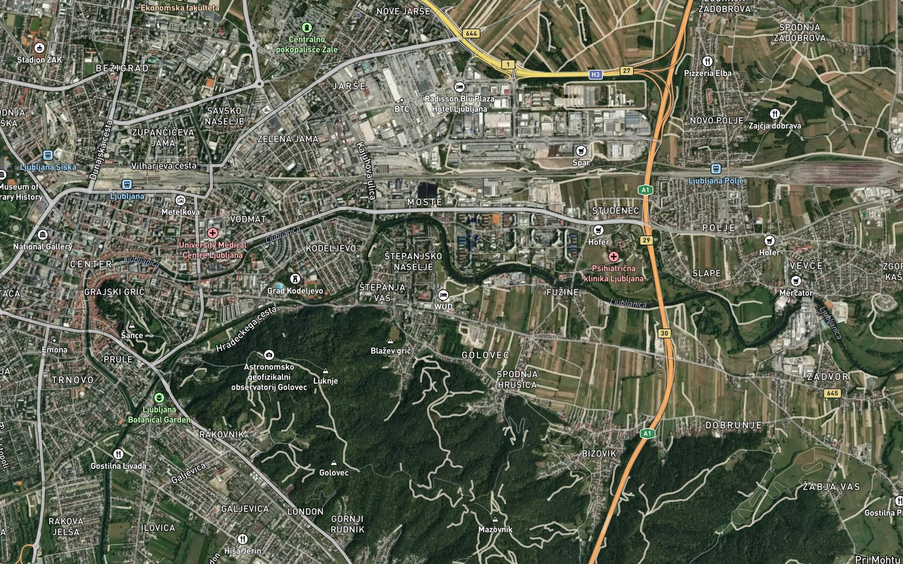 Satellite map of the Gruberjev Prekop