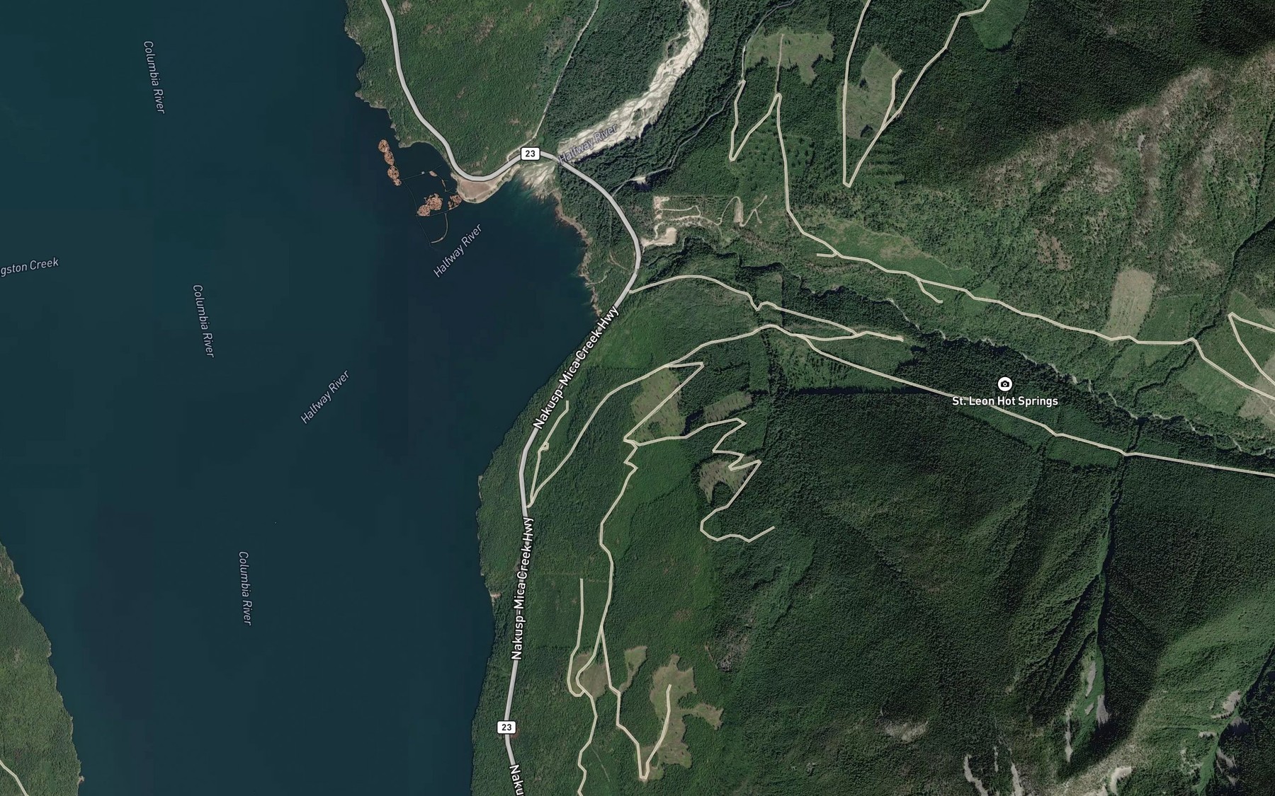 Satellite map of the St. Leon Creek