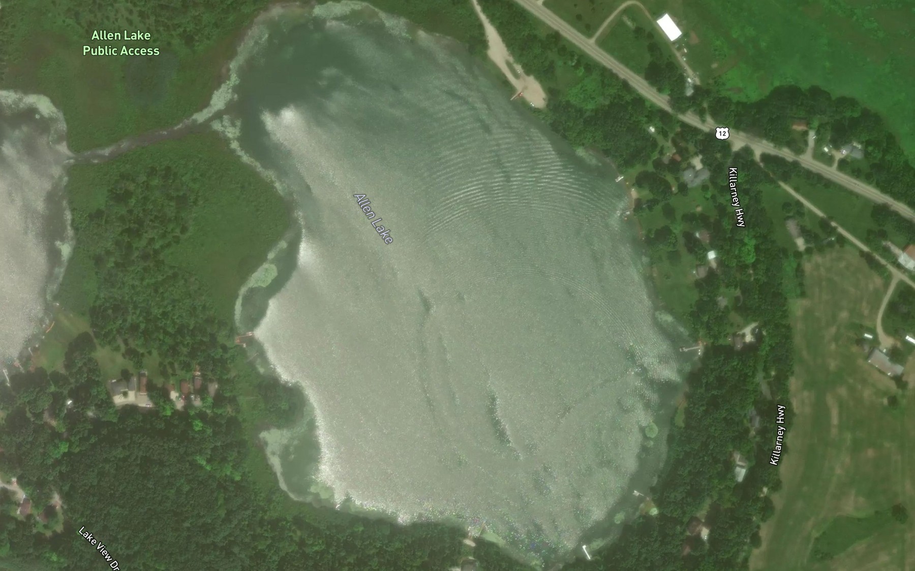 Satellite map of the Allen Lake