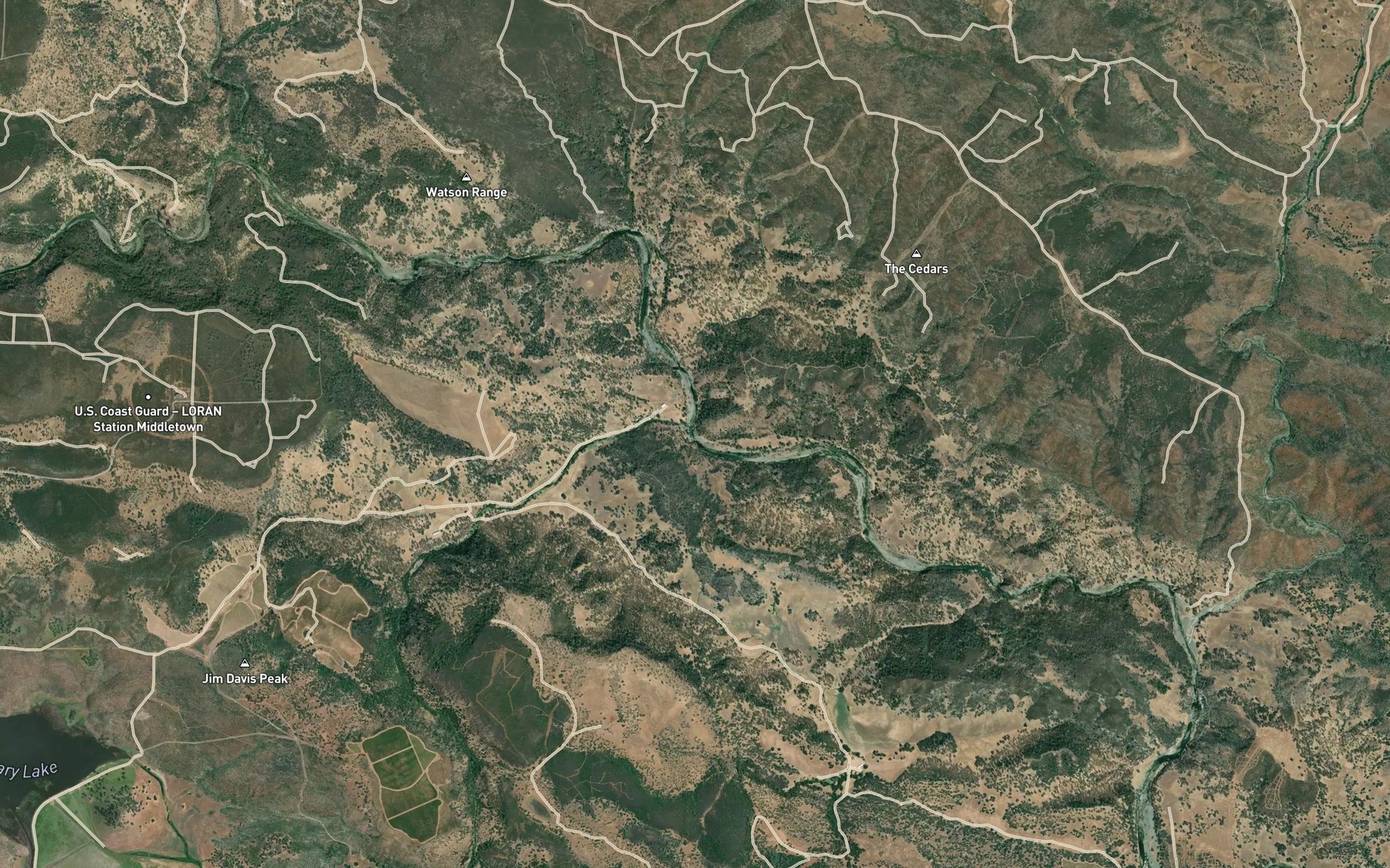 Satellite map of the Bucksnort Creek