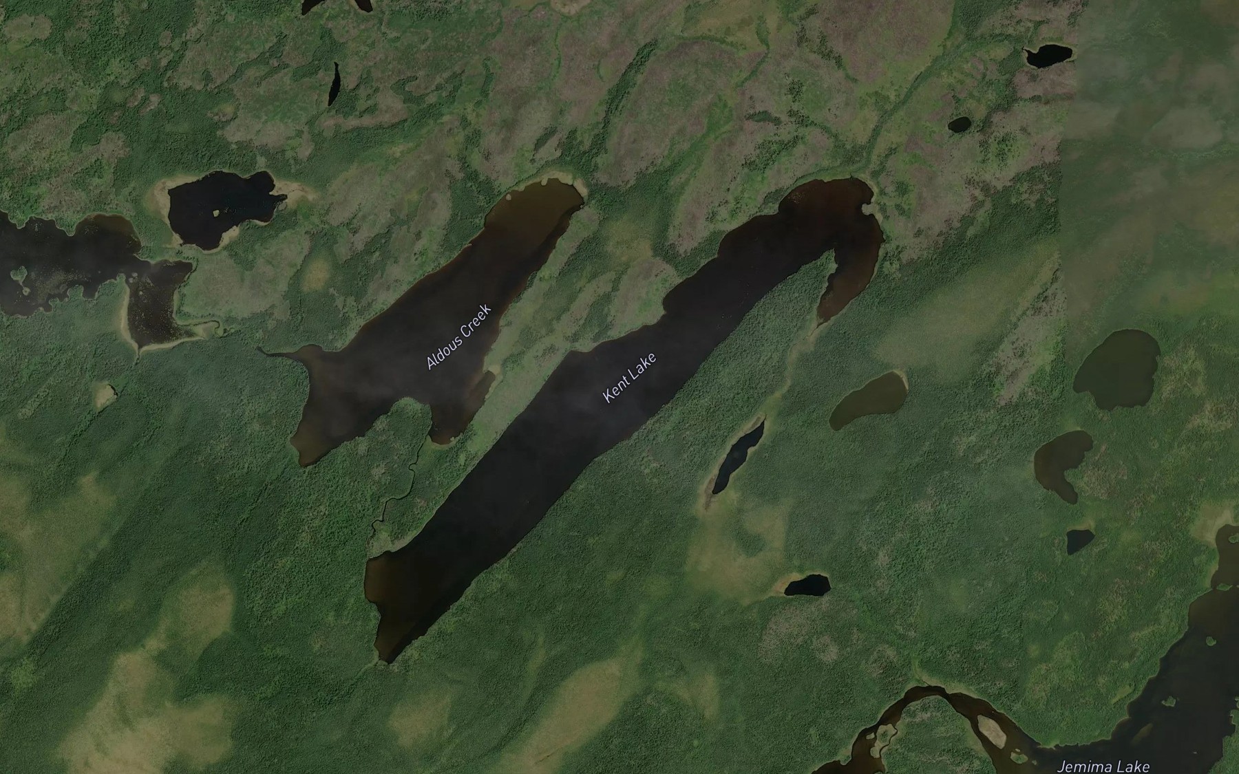 Satellite map of the Kent Lake