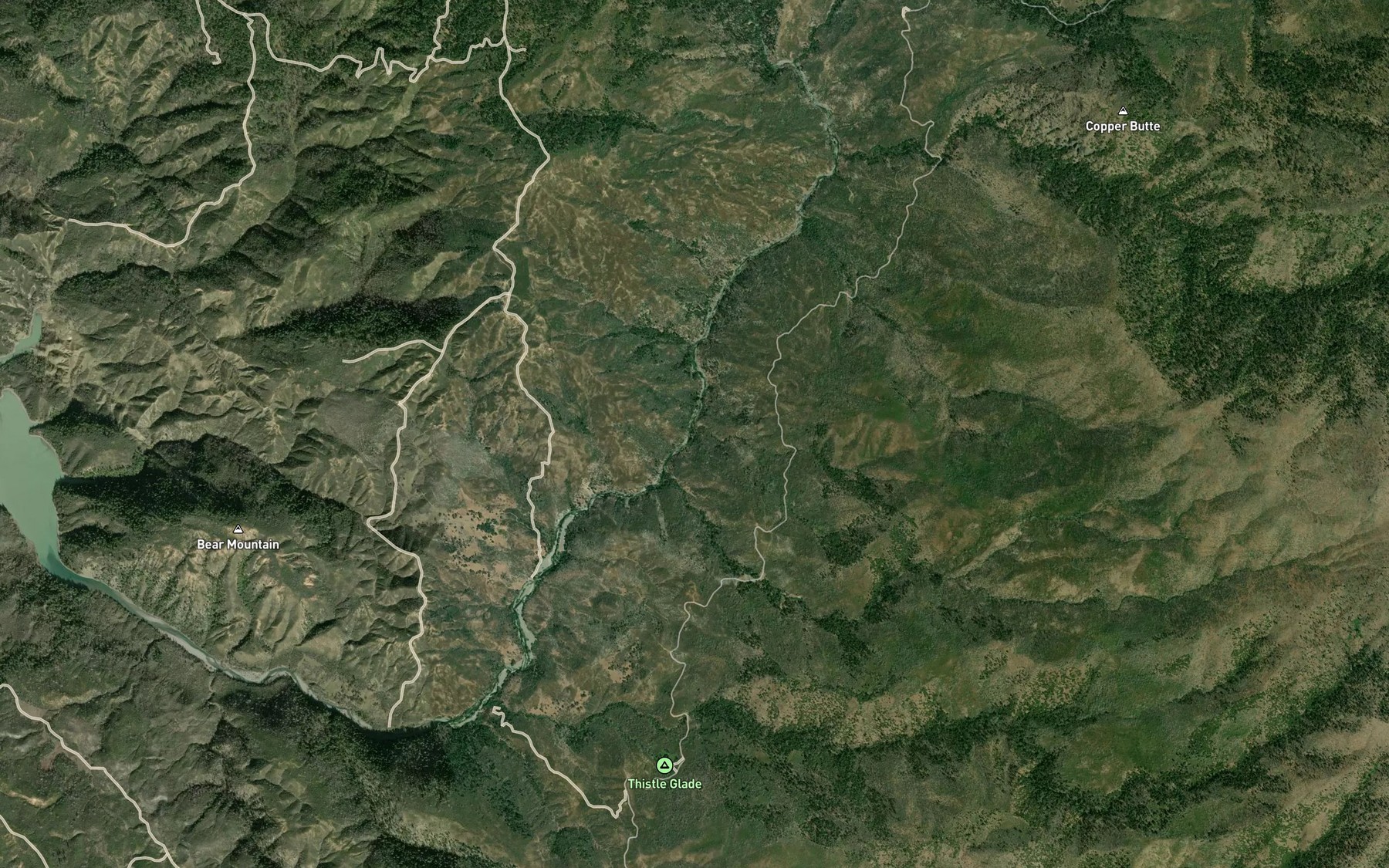 Satellite map of the Grapevine Creek