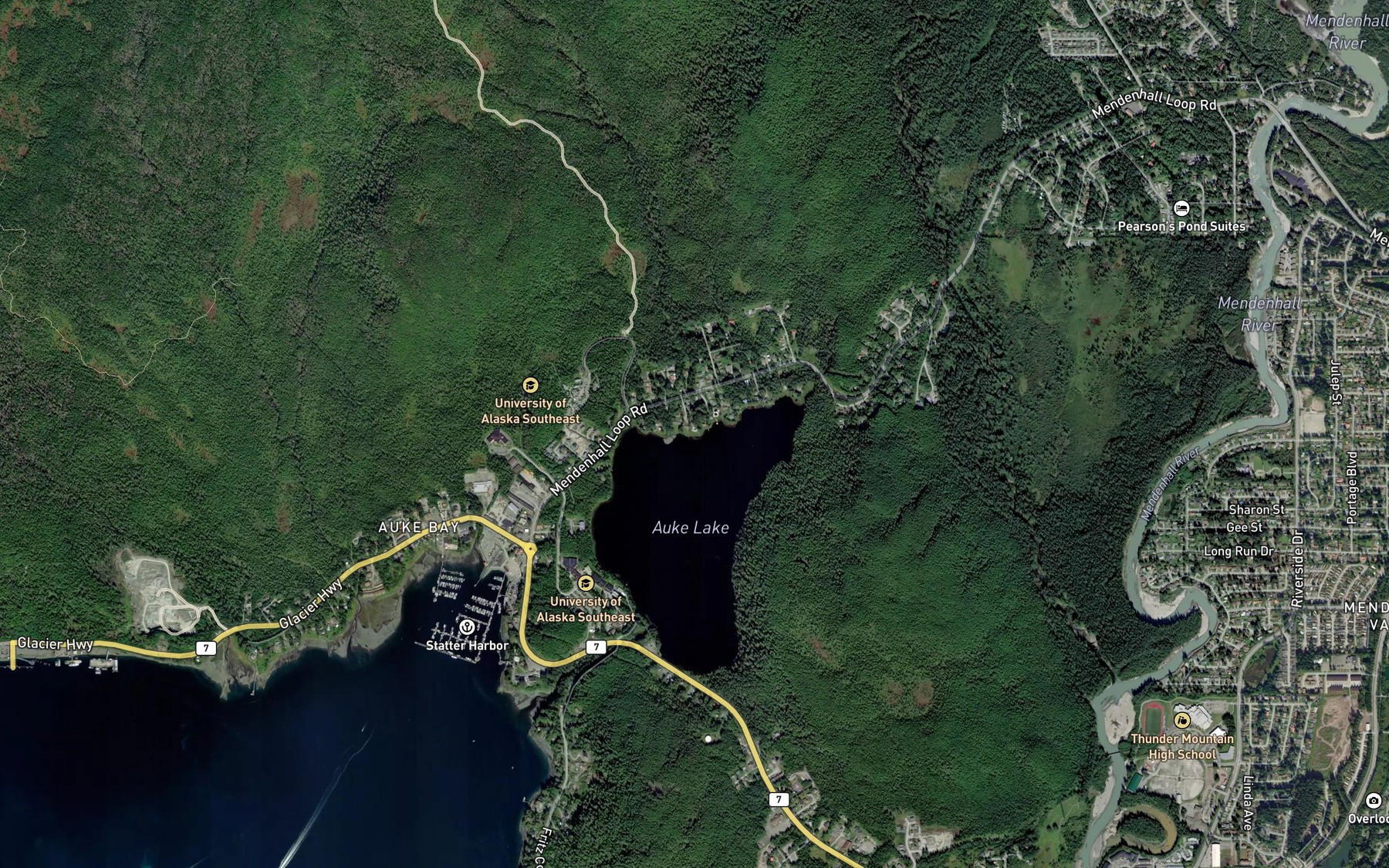 Satellite map of the Lake Creek