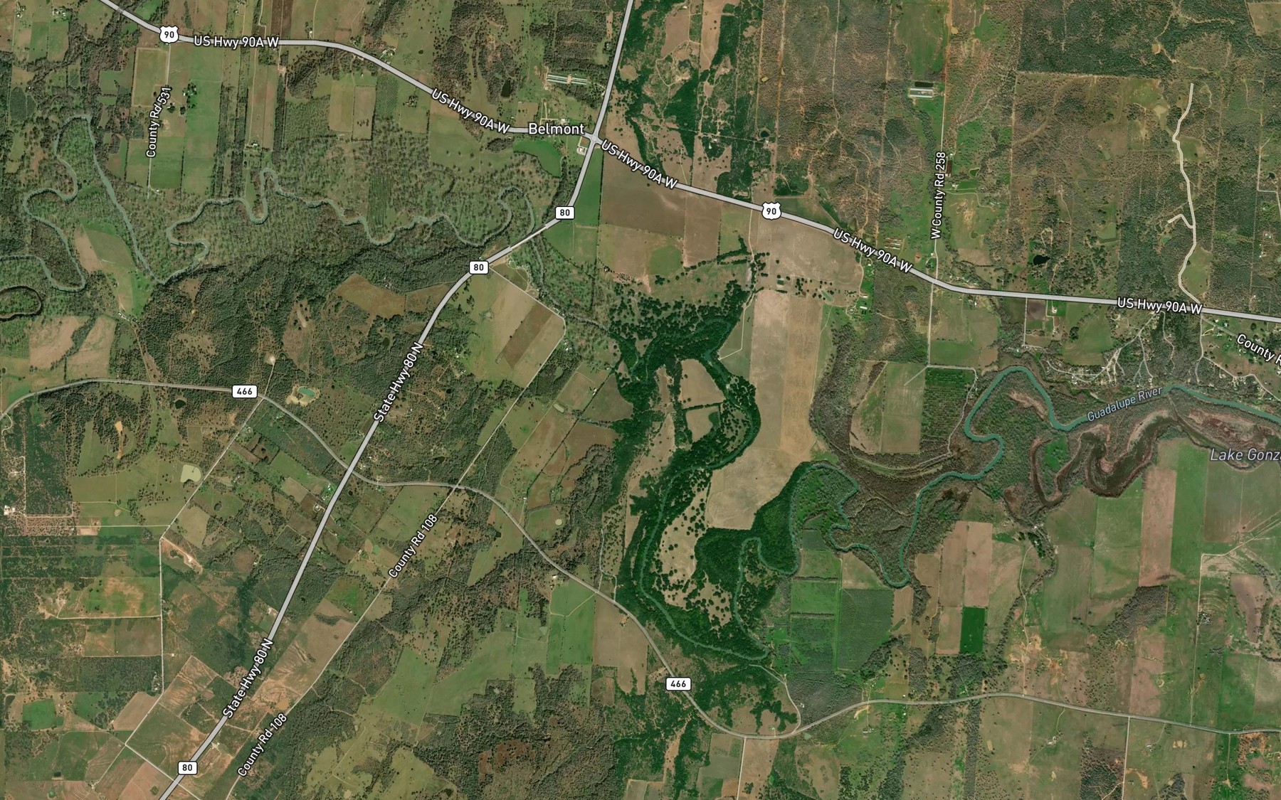 Satellite map of the Burroughs Creek