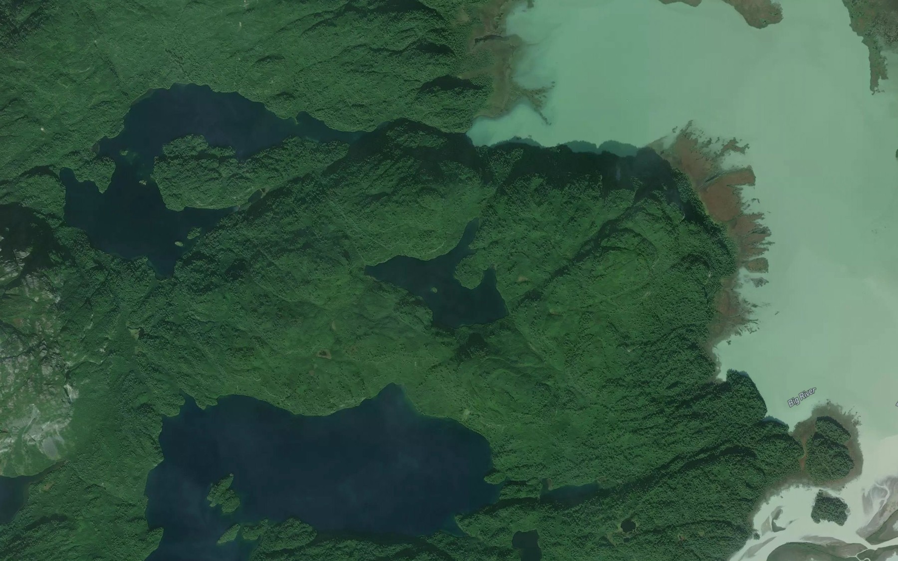 Satellite map of the Big River Lakes