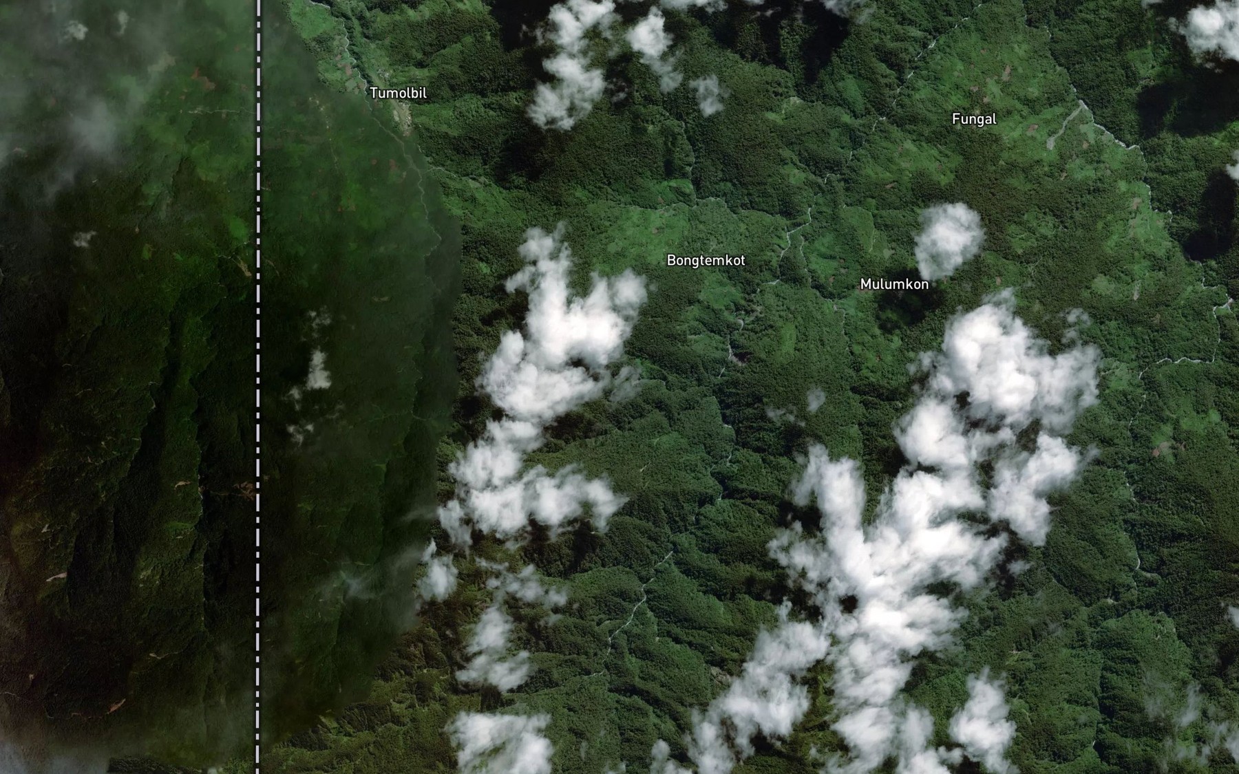 Satellite map of the Tagan River