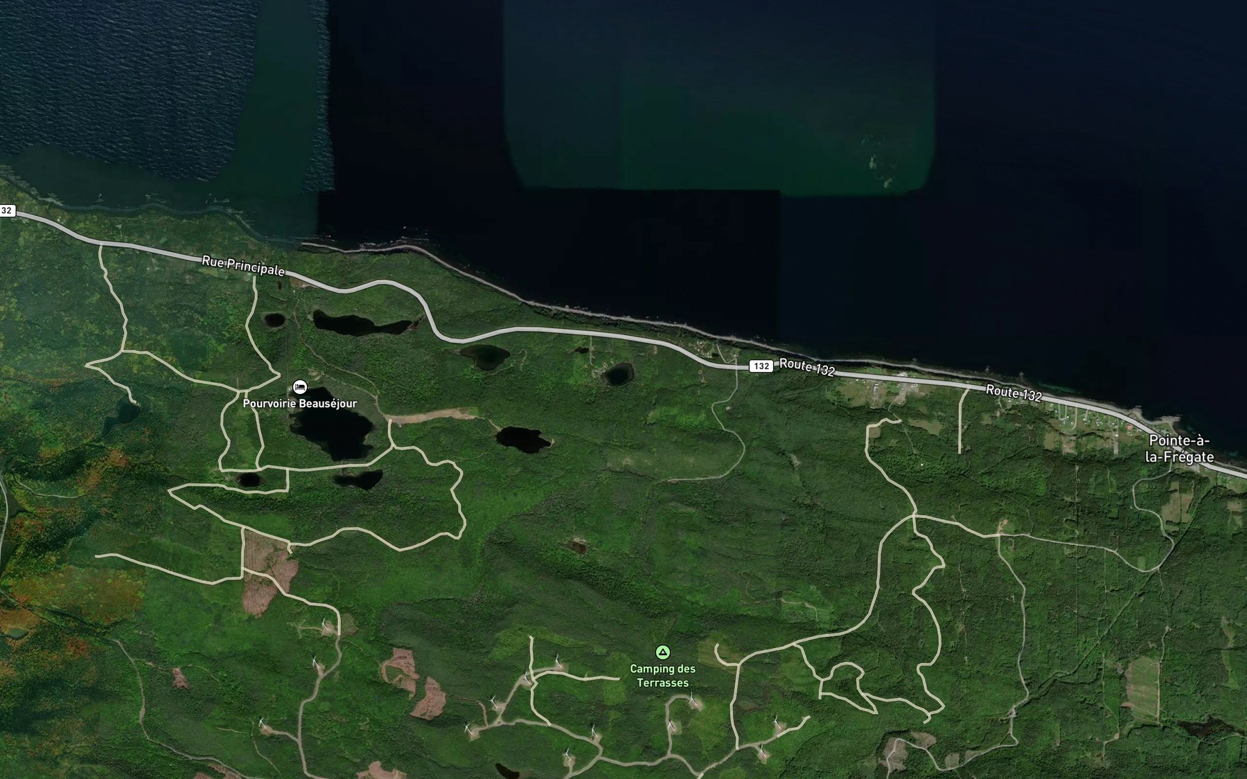 Satellite map of the Lac des Francoeur