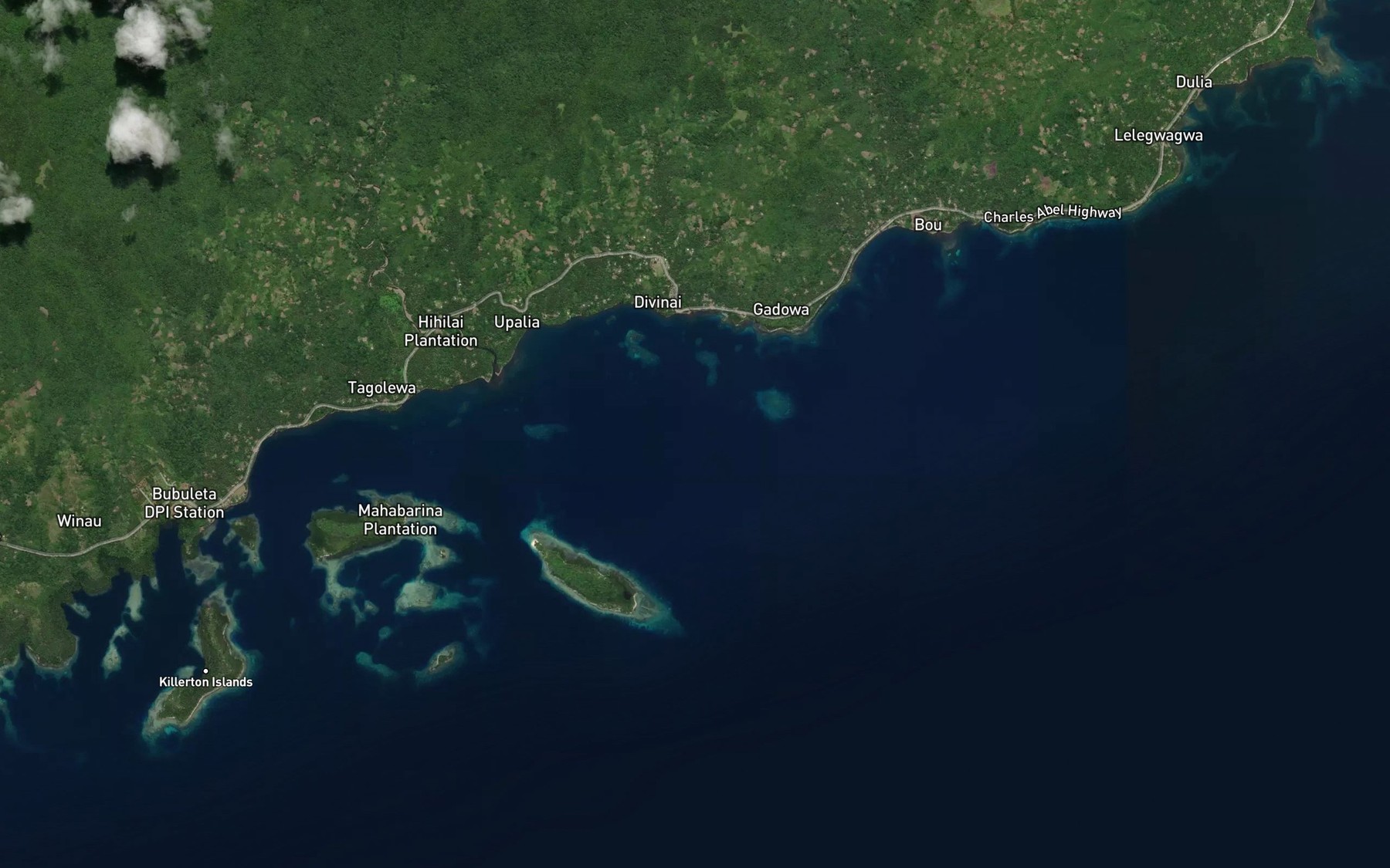Satellite map of the Killerton Bay