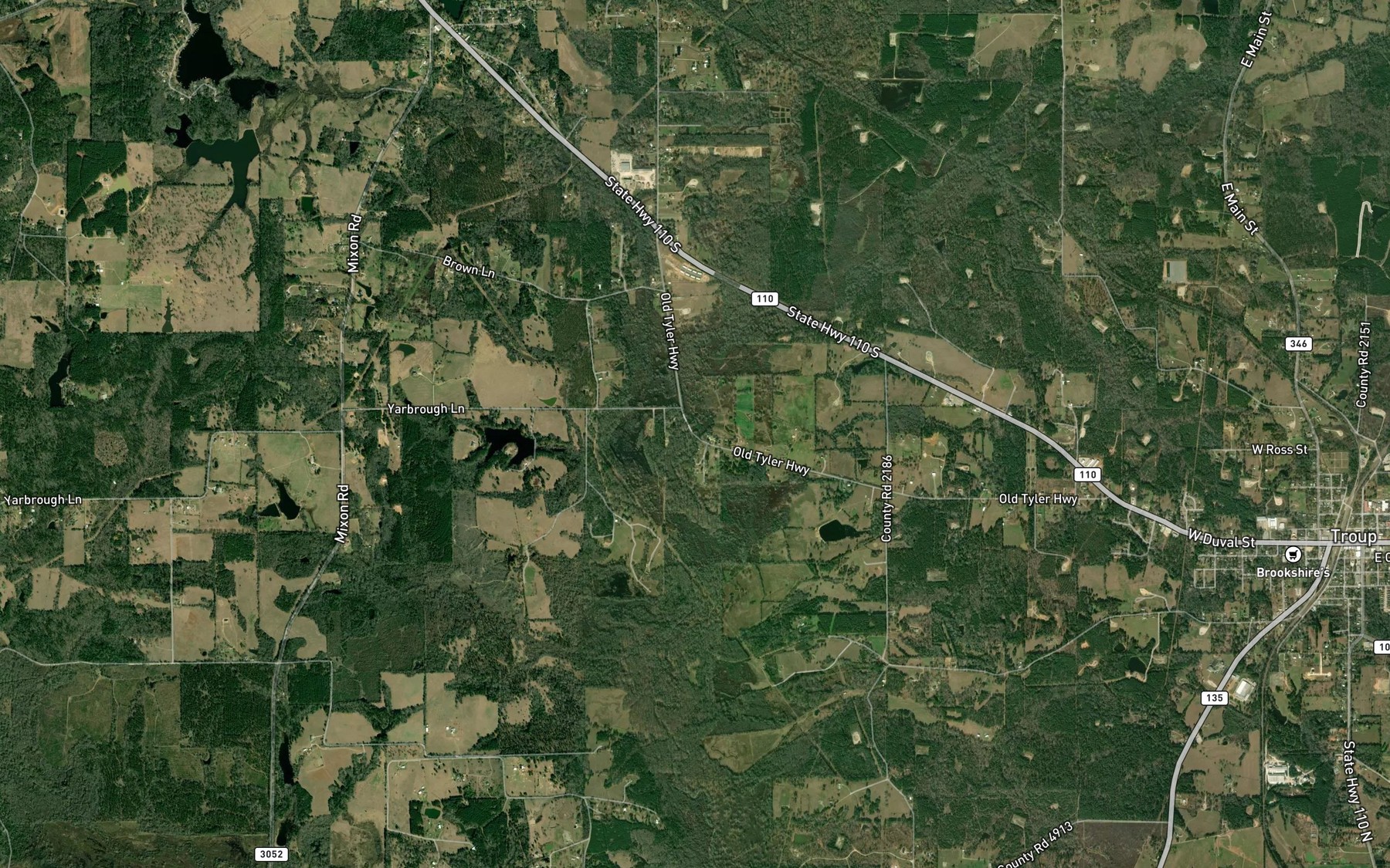 Satellite map of the Kickapoo Creek
