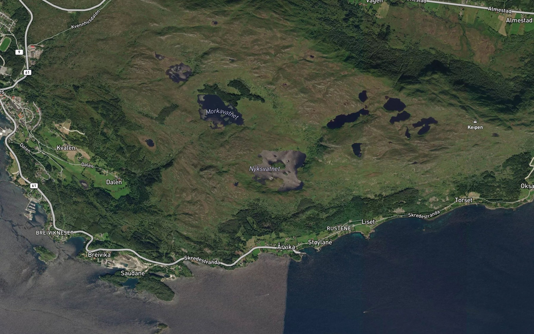 Satellite map of the Nyksvatnet