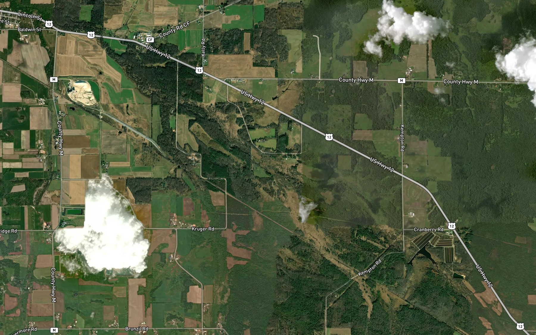 Satellite map of the Travis Creek