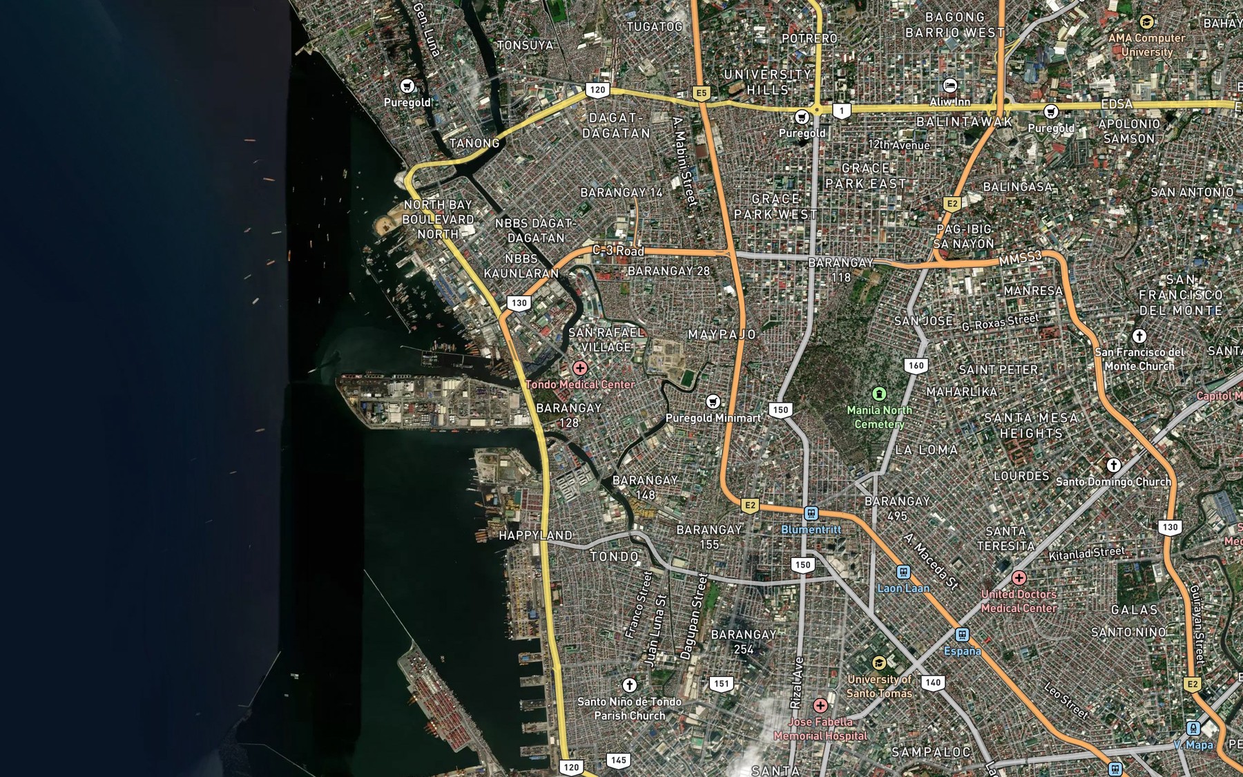 Satellite map of the Maypajo Estero River