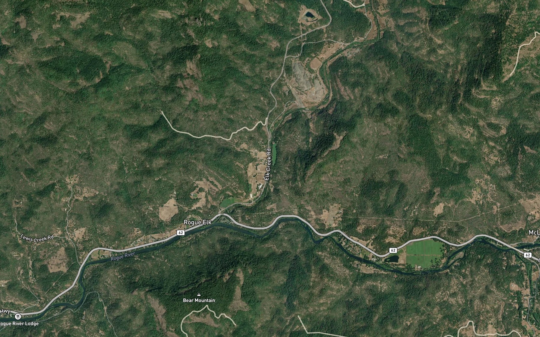 Satellite map of the Berry Creek