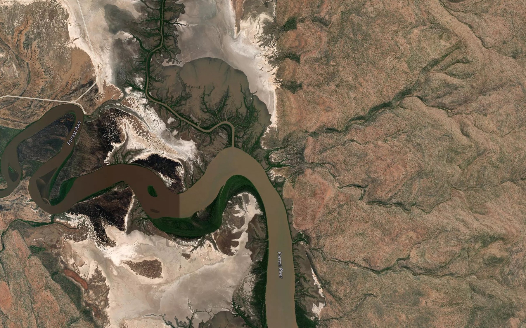Satellite map of the Patrick River