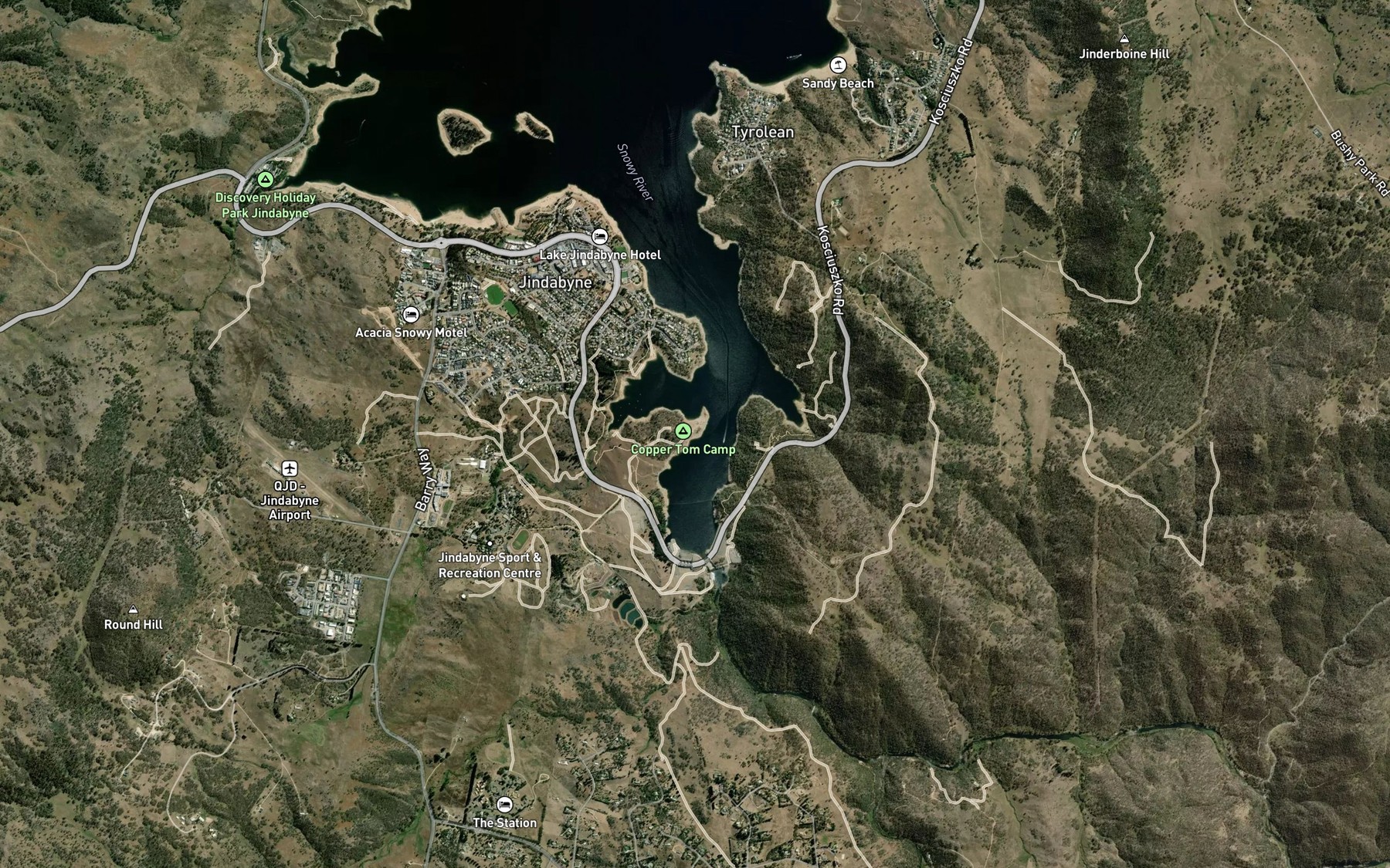 Satellite map of the Snowy River