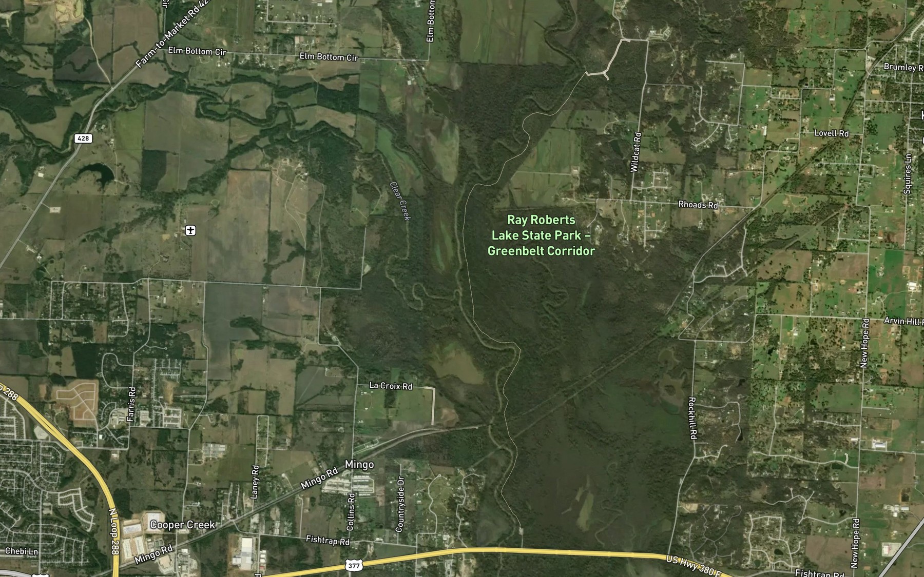 Satellite map of the Clear Creek