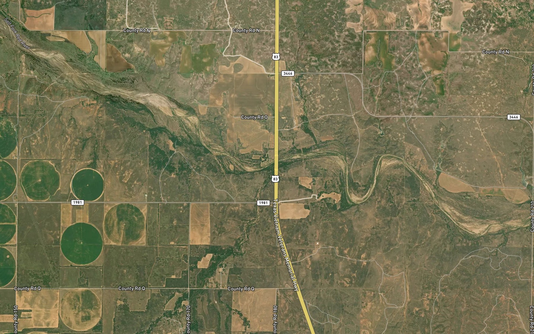 Satellite map of the Cottonwood Creek