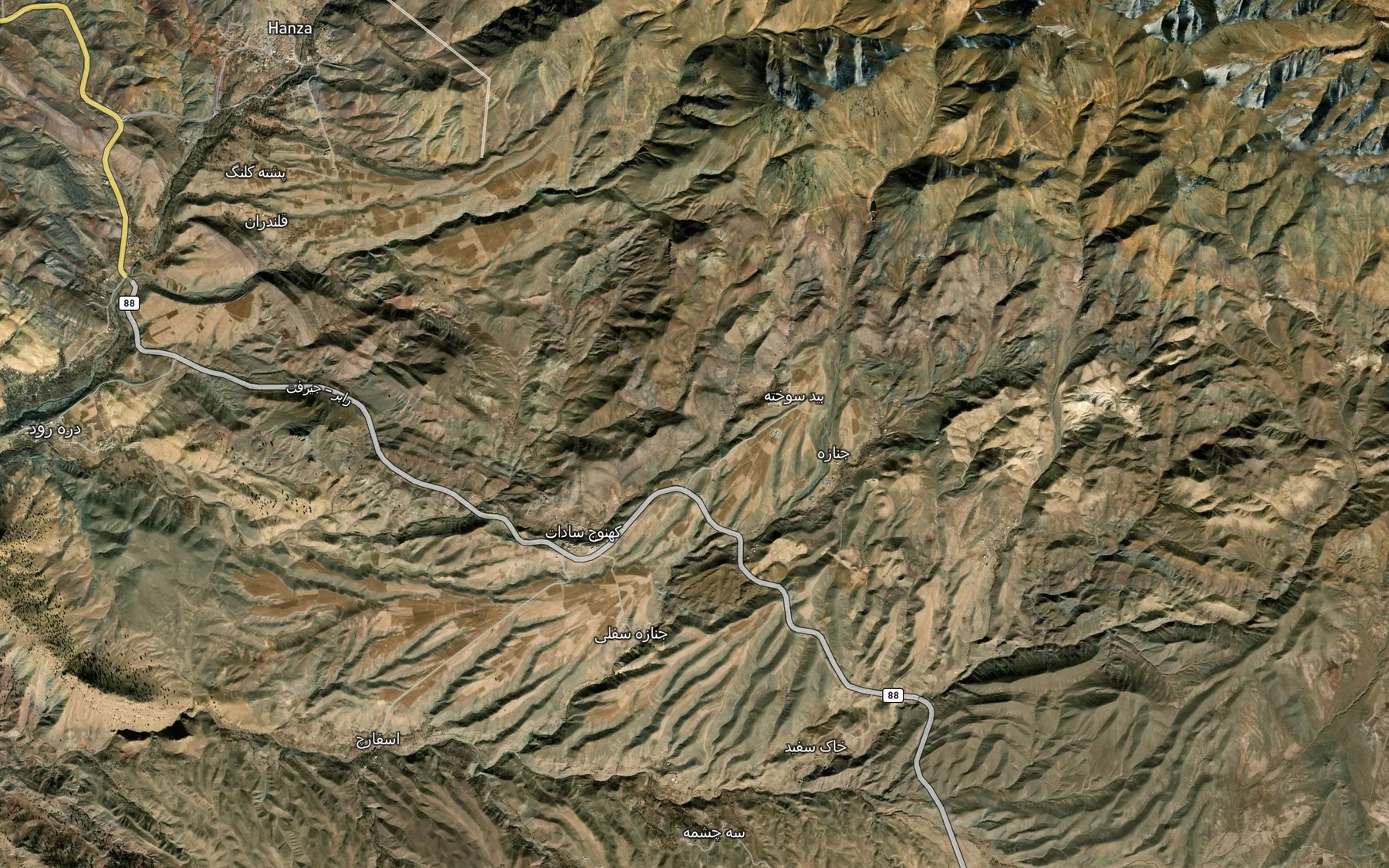 Satellite map of the Cheshmeh-ye Bid-e Sukhteh