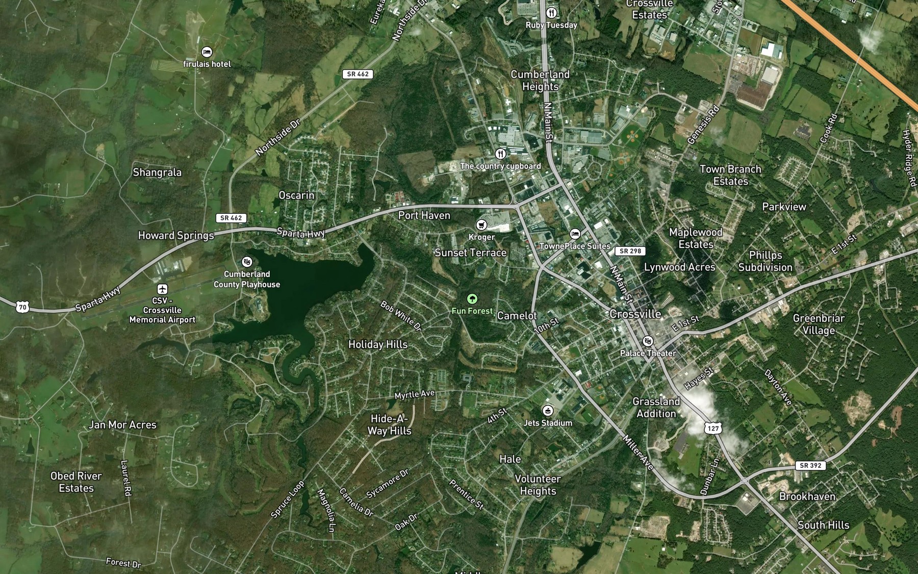 Satellite map of the Spiers Branch