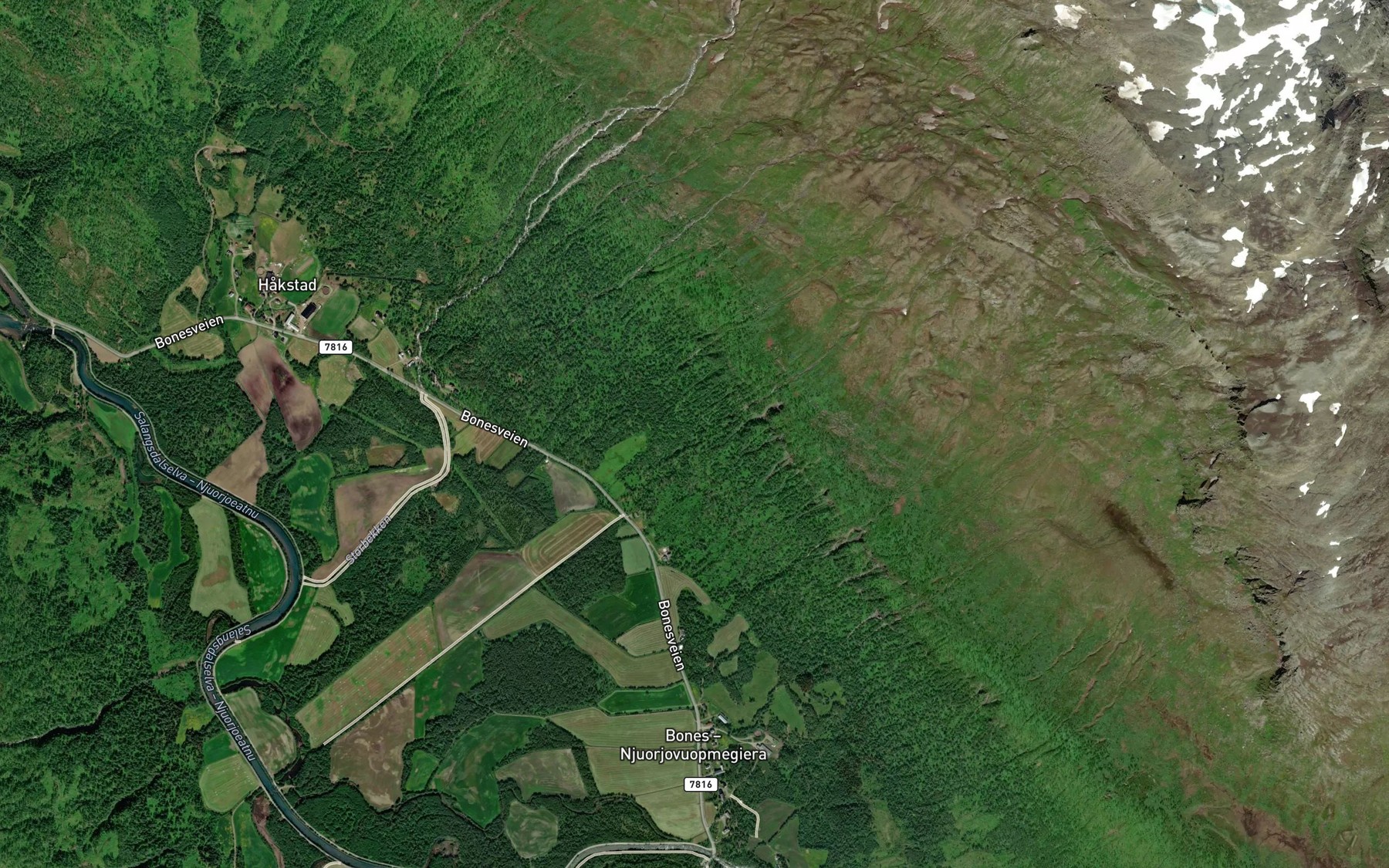 Satellite map of the Skjelbekken