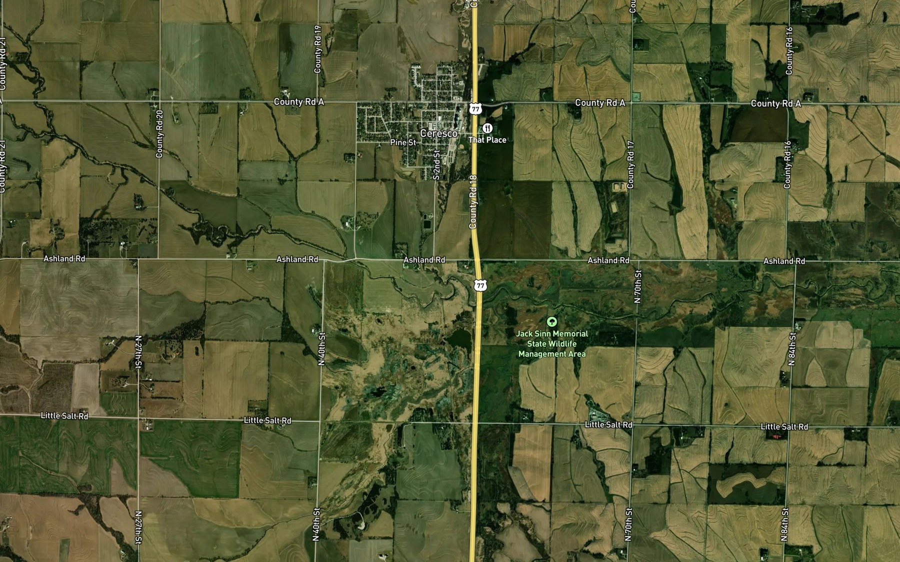 Satellite map of the Hobson Branch