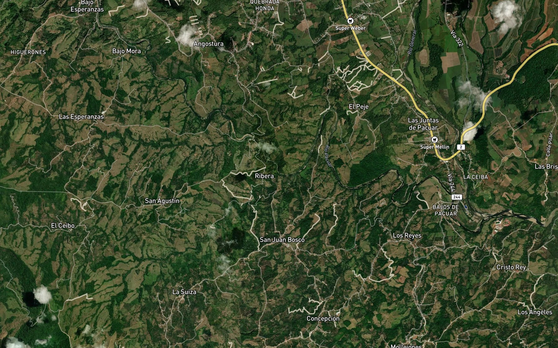 Satellite map of the Quebrada Ceibo