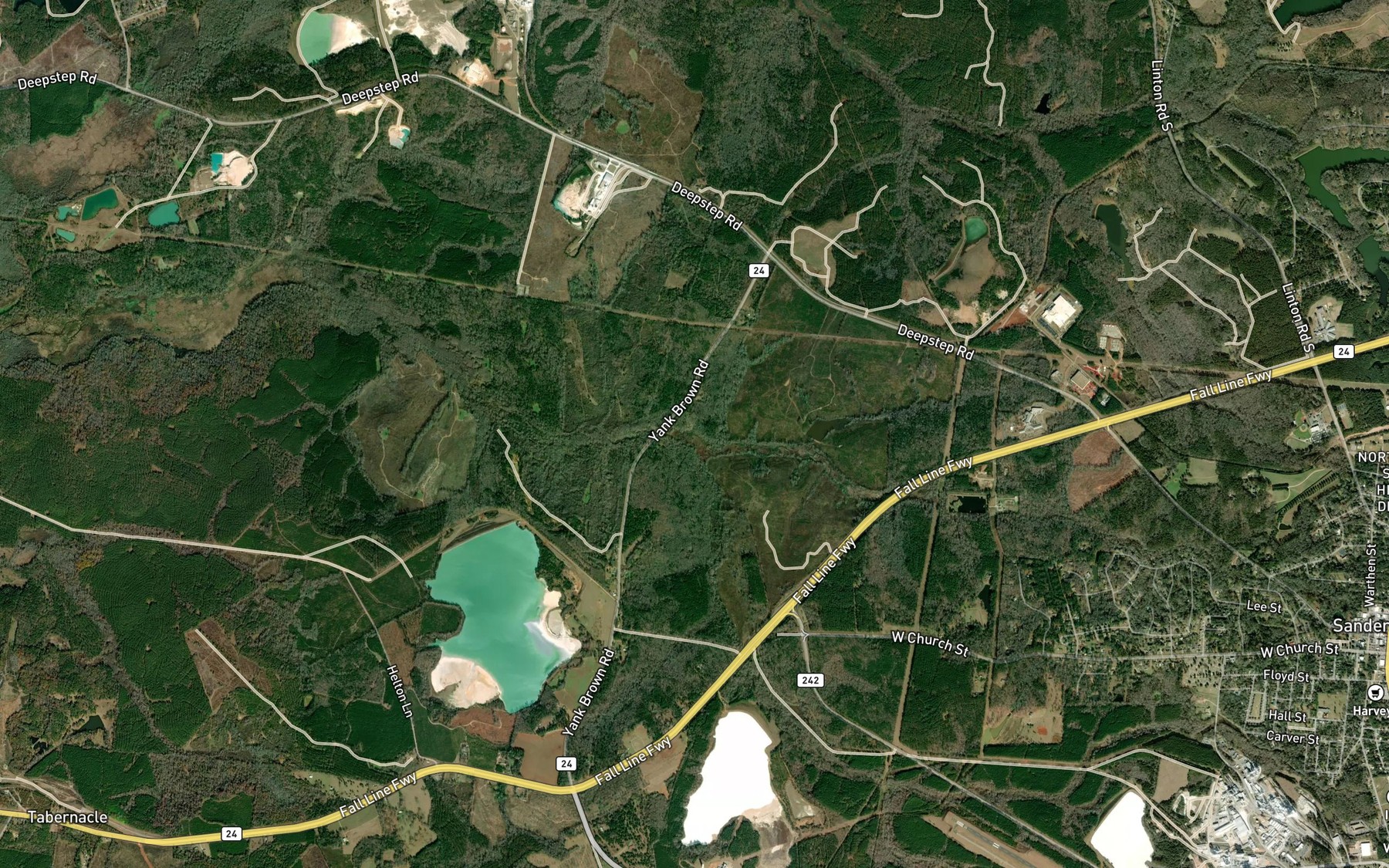 Satellite map of the Tanyard Branch
