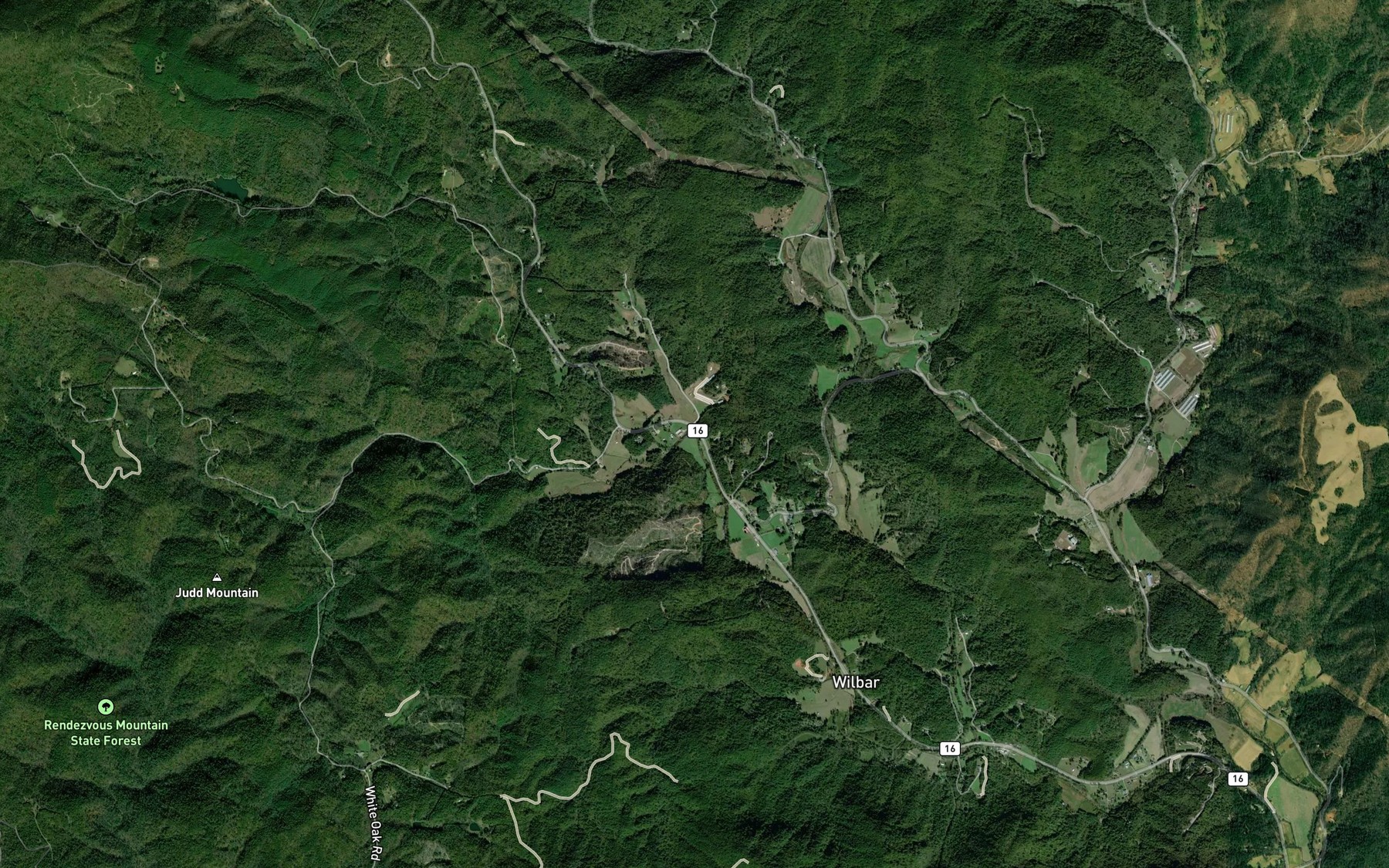Satellite map of the Bumgarner Branch