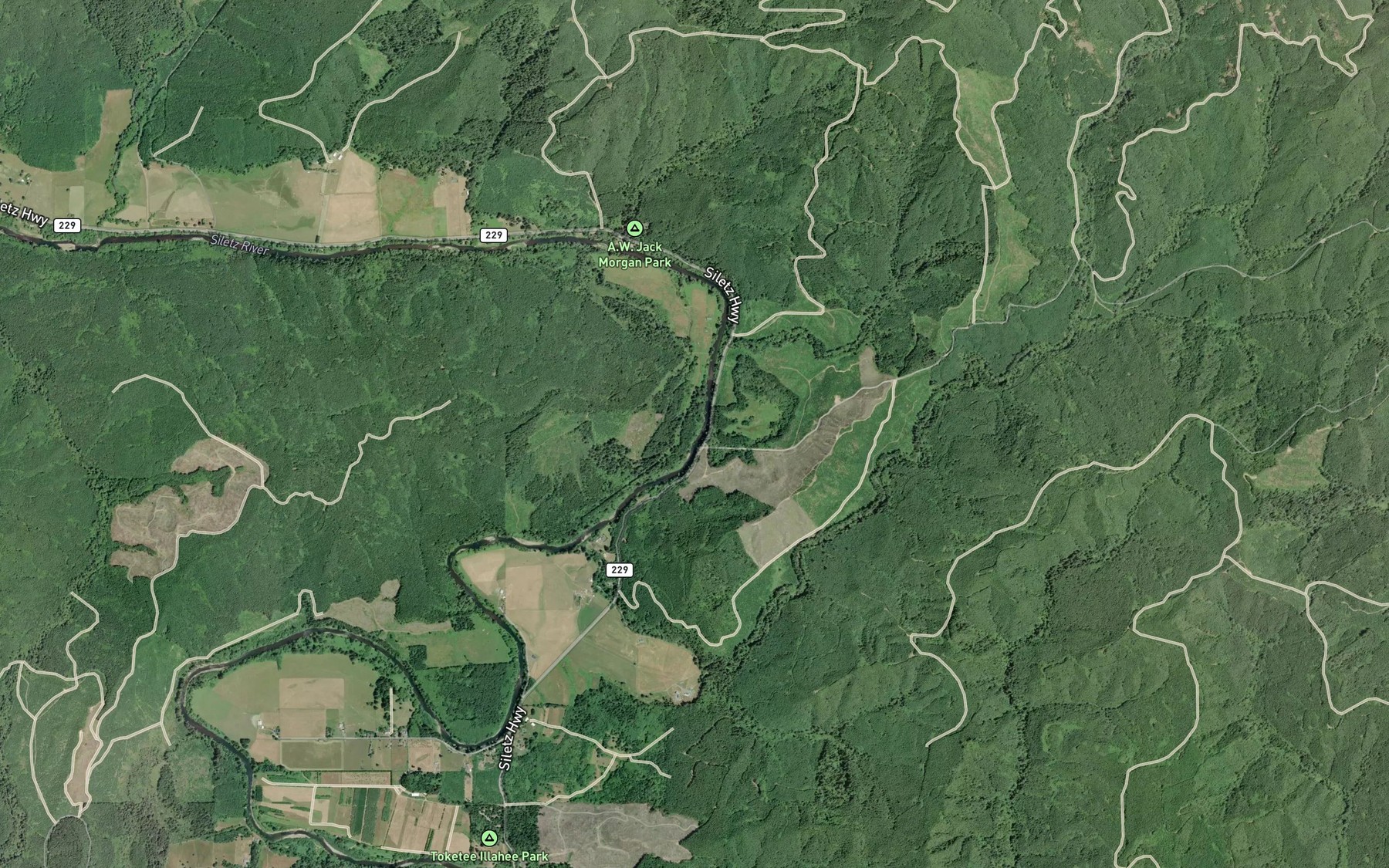 Satellite map of the Stewart Creek