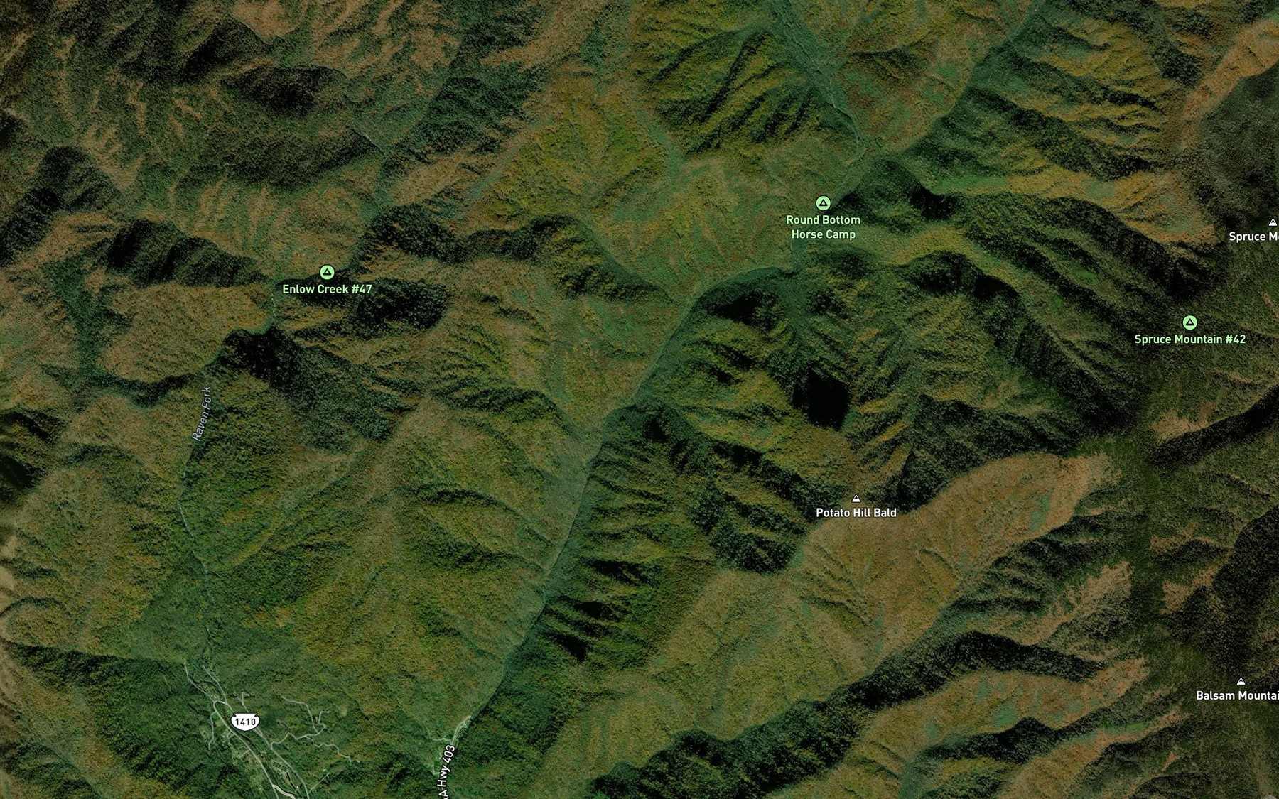 Satellite map of the Rock Camp Run