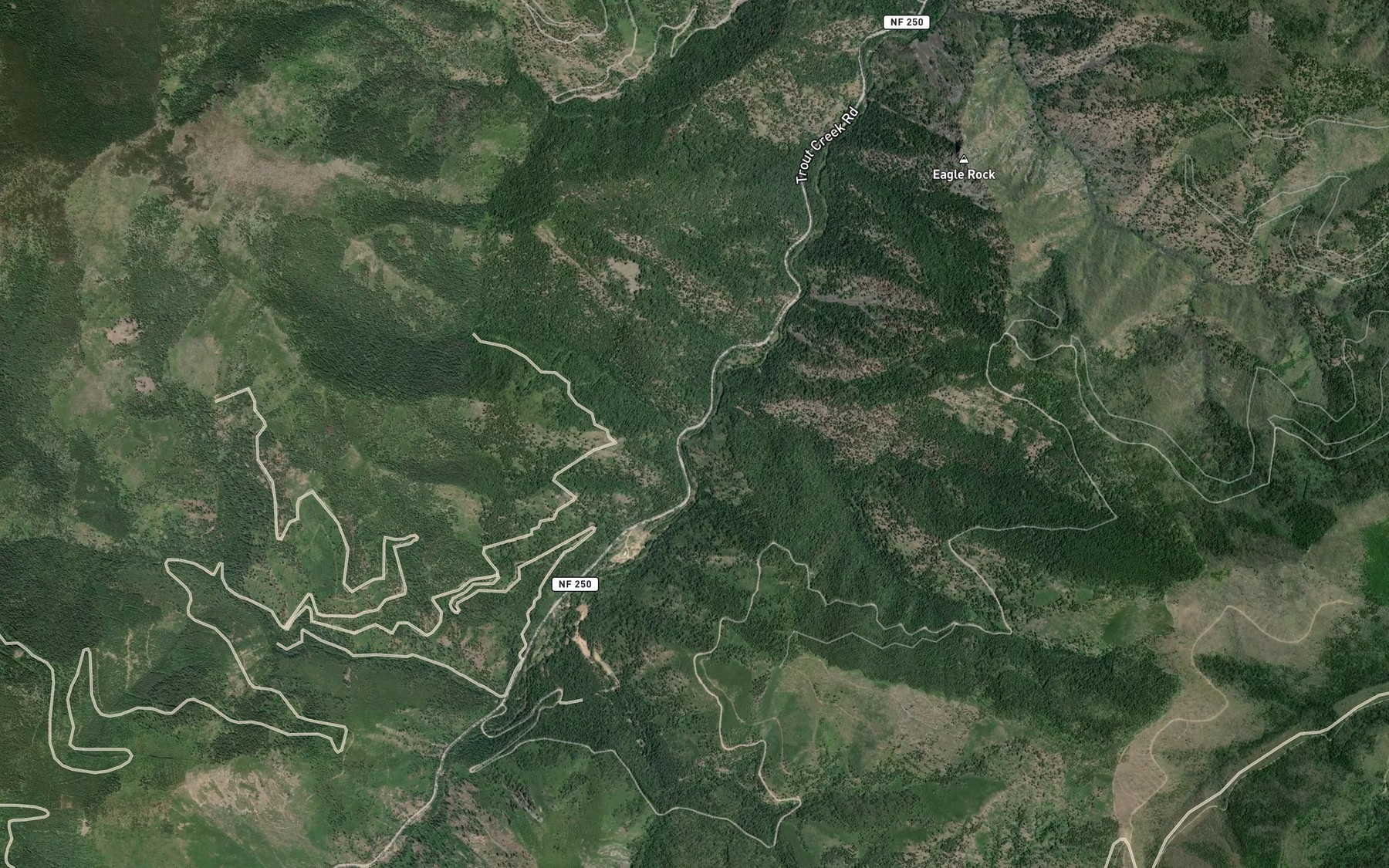 Satellite map of the Tin Cup Creek