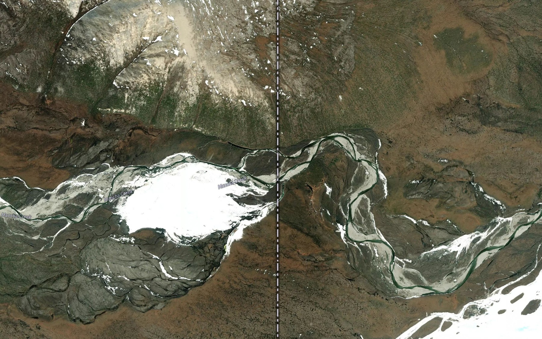 Satellite map of the Mancha Creek