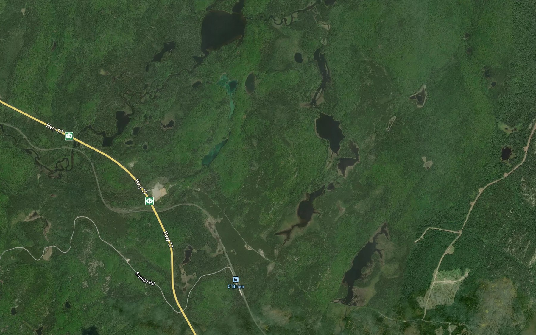 Satellite map of the O'Brien Lakes