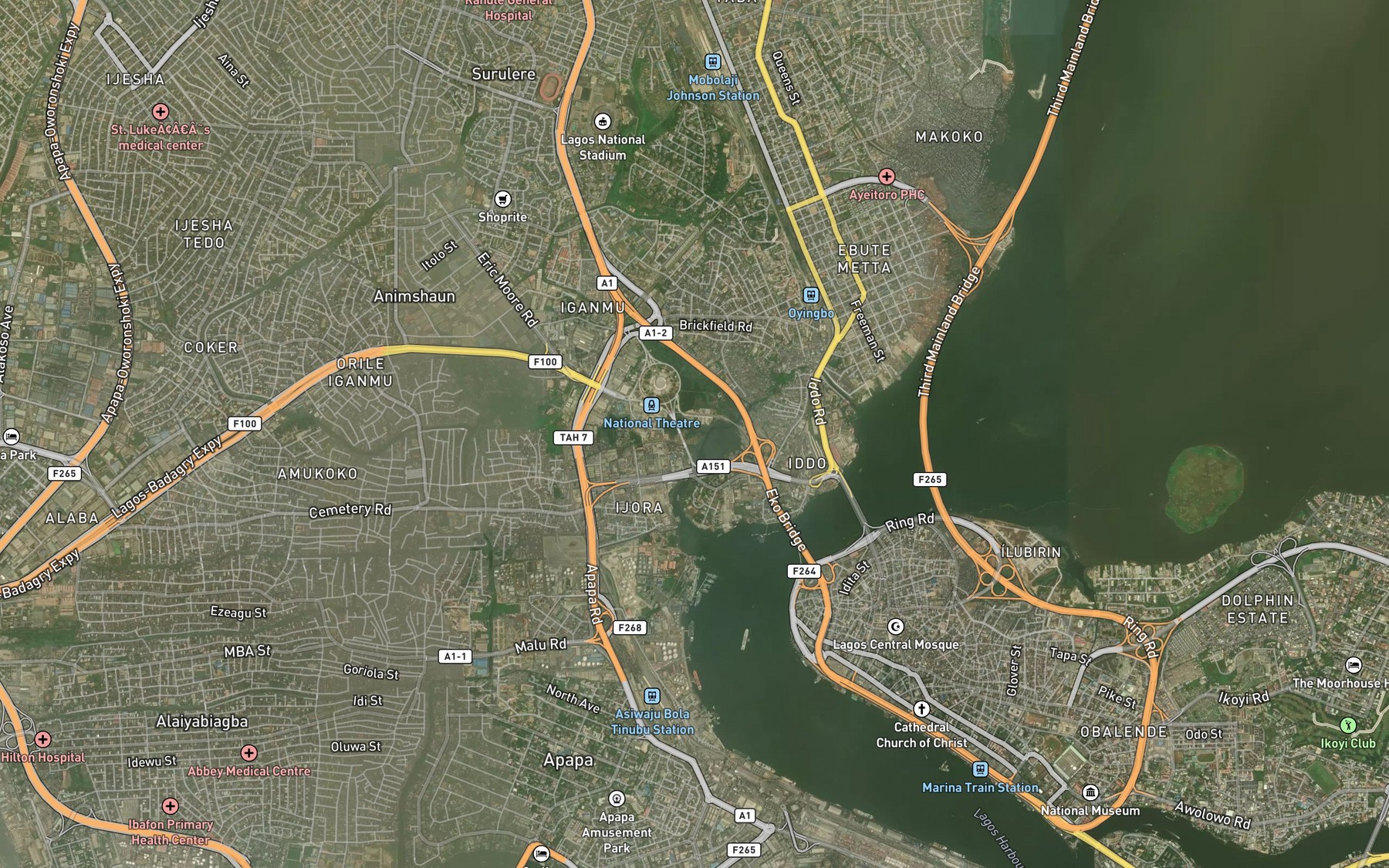 Satellite map of the Ajegunle Creek